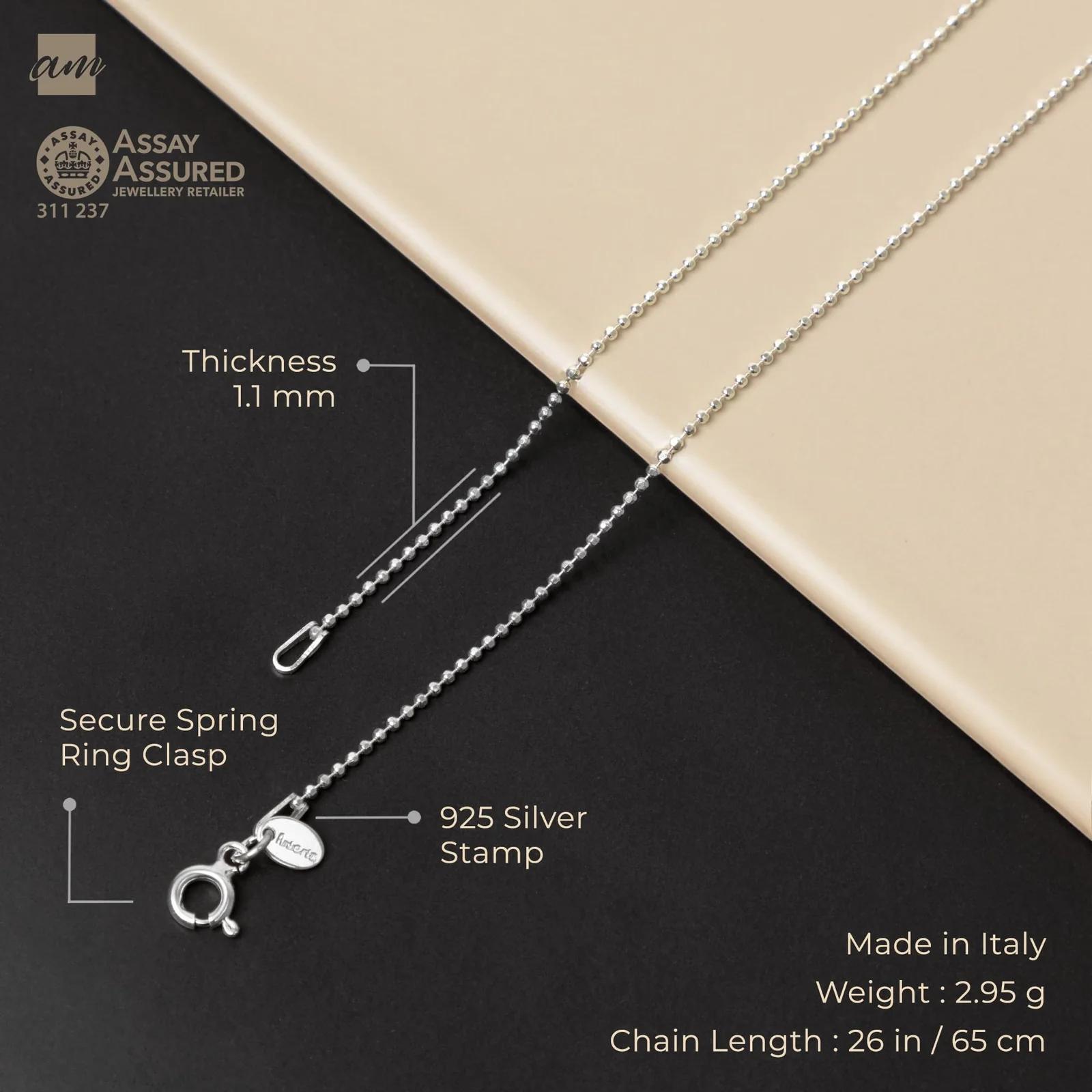 Amberta 925 sterling hõbekett 65 cm — elegantne pallikett – lisavaade