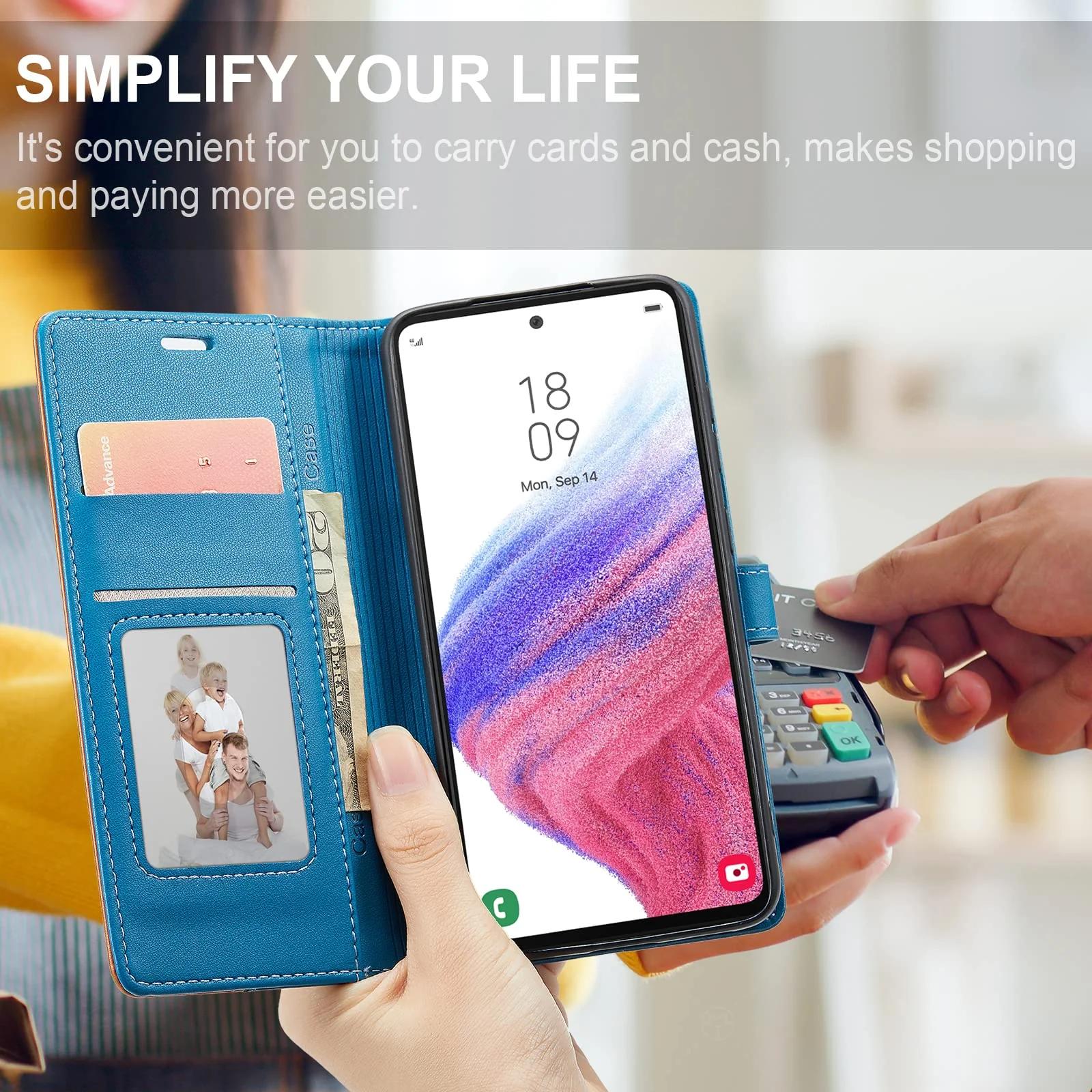 Casecret pehme PU-nahast klappkate Samsung A34 5G kaitseks – pakend ja tarvikud