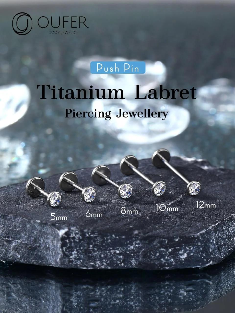 OUFER Body Piercing titaanist huule- ja helix-ehted – pakend ja tarvikud