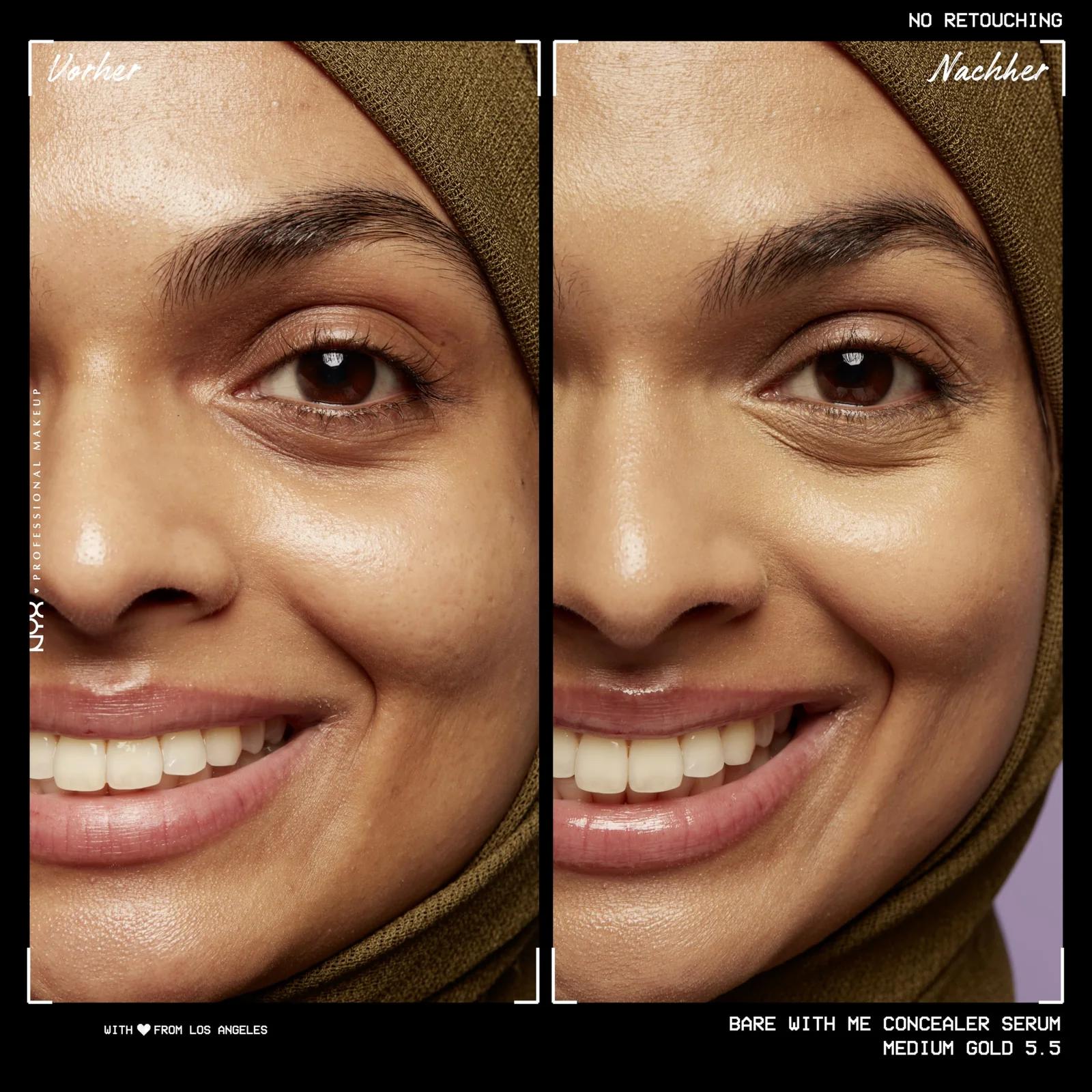 NYX PROFESSIONAL MAKEUP niisutav peitevserum – loomulik tulemus – pakend ja tarvikud