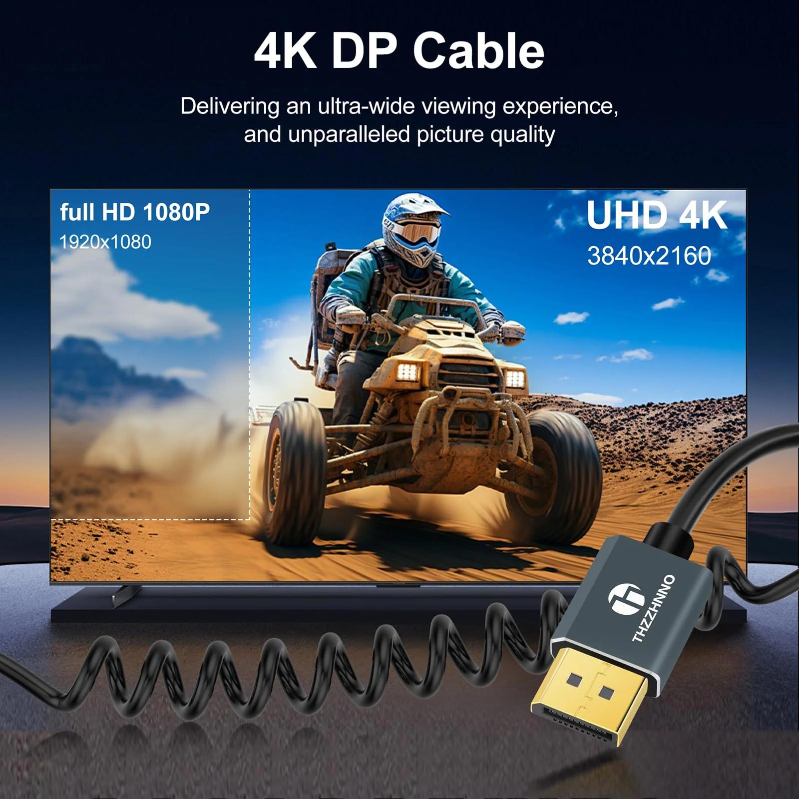 Thzzhnno painduv DisplayPort spiralkabel 1 m – 4K@60Hz – kasutusnäide