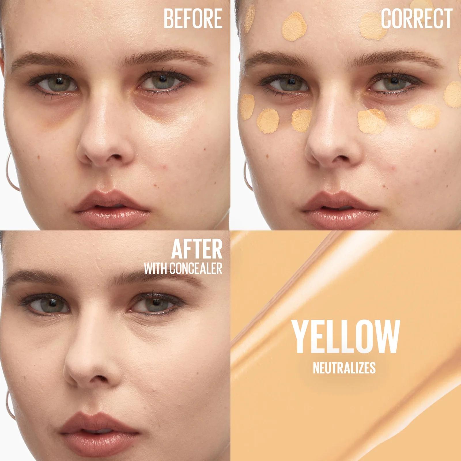 MAYBELLINE näokorrektor – kreemjas katvus ja neutraliseerimine – pakend ja tarvikud