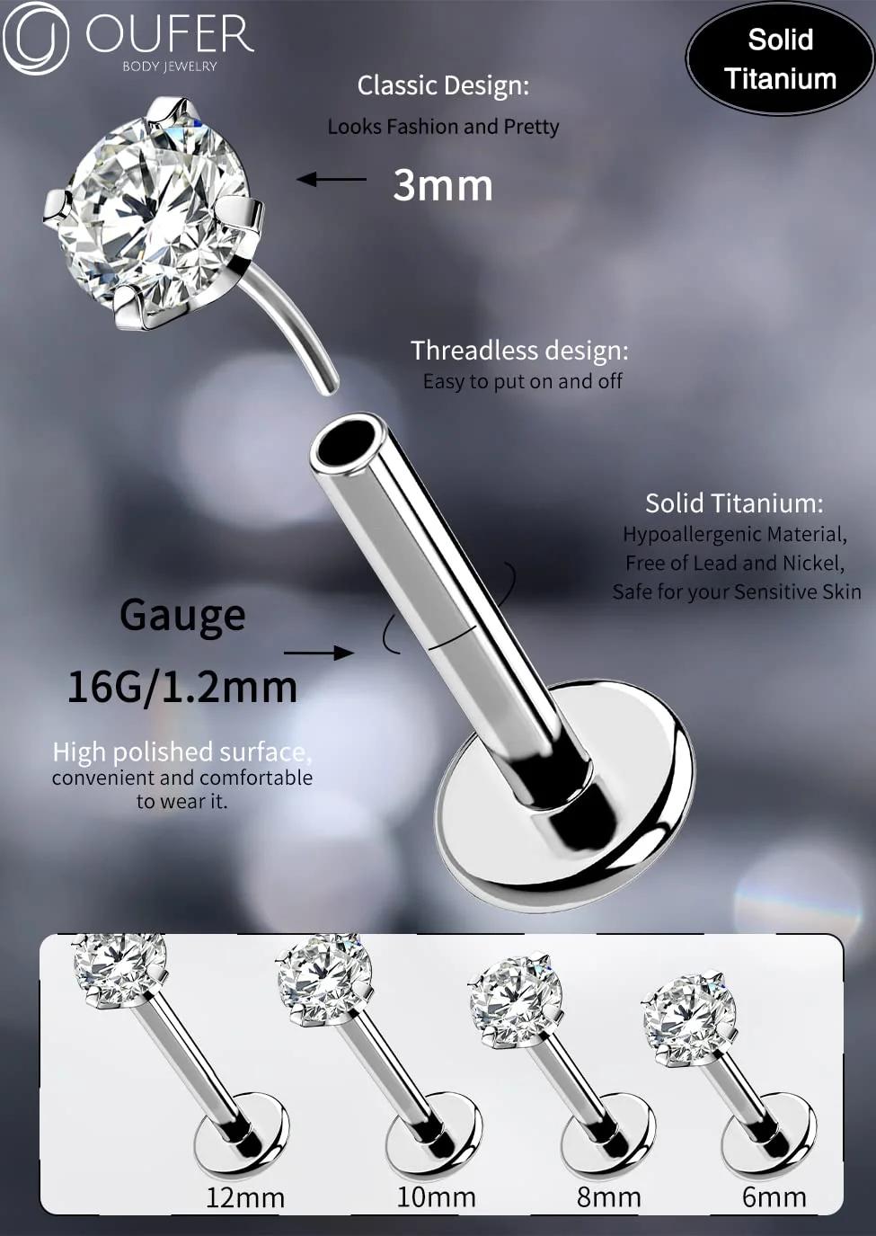 OUFER Body Piercing TLIP010 6mm mood – detailne lähivaade