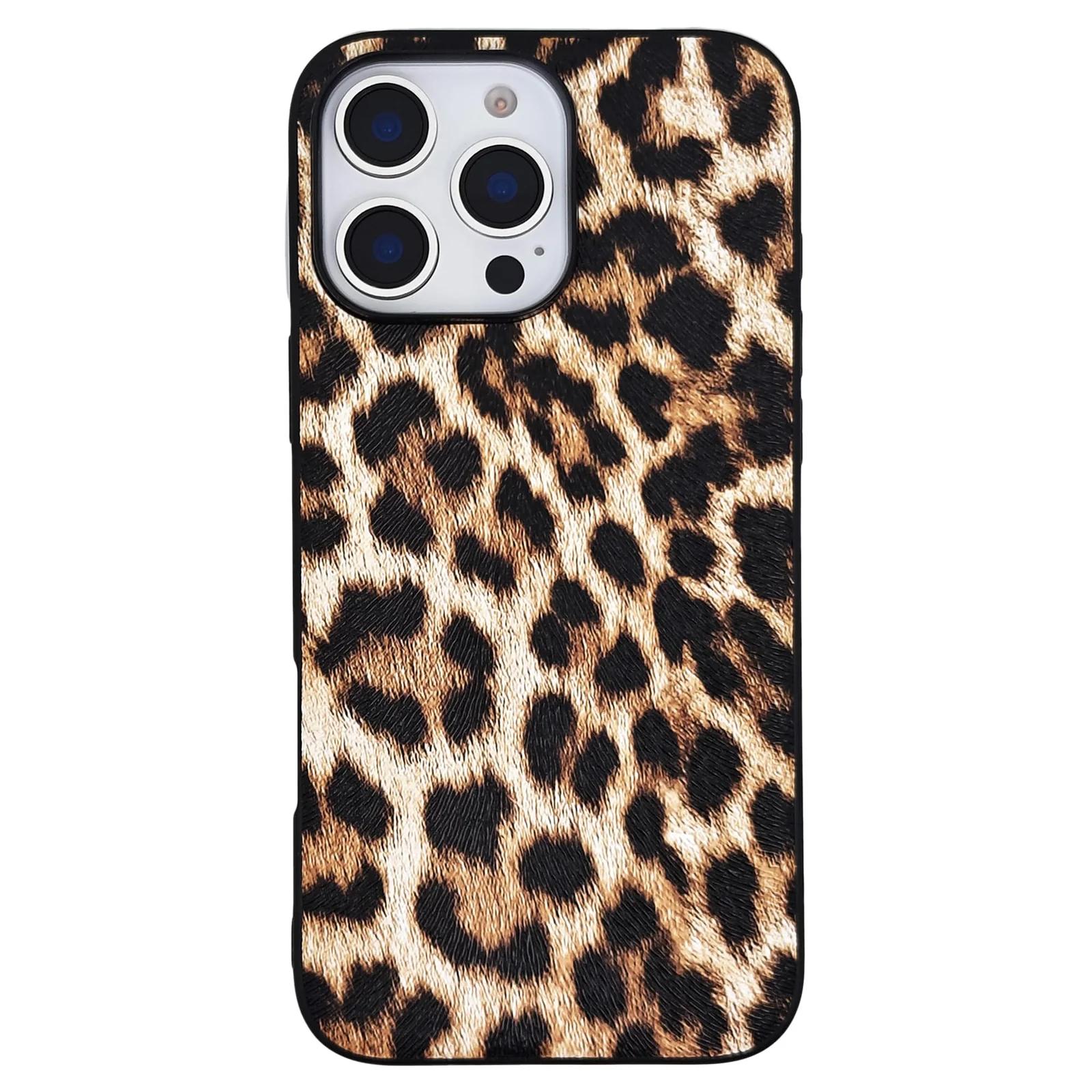 DMaos stiilne kunstnahast Leopard-ümbris iP 16 Pro