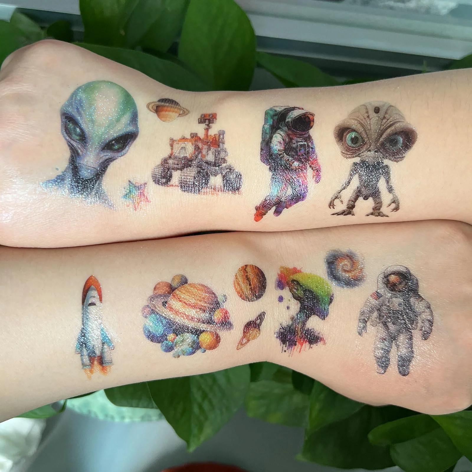 JOJOLUXE sädelev kosmose-temporaarne laste tattoo komplekt – pilt 6