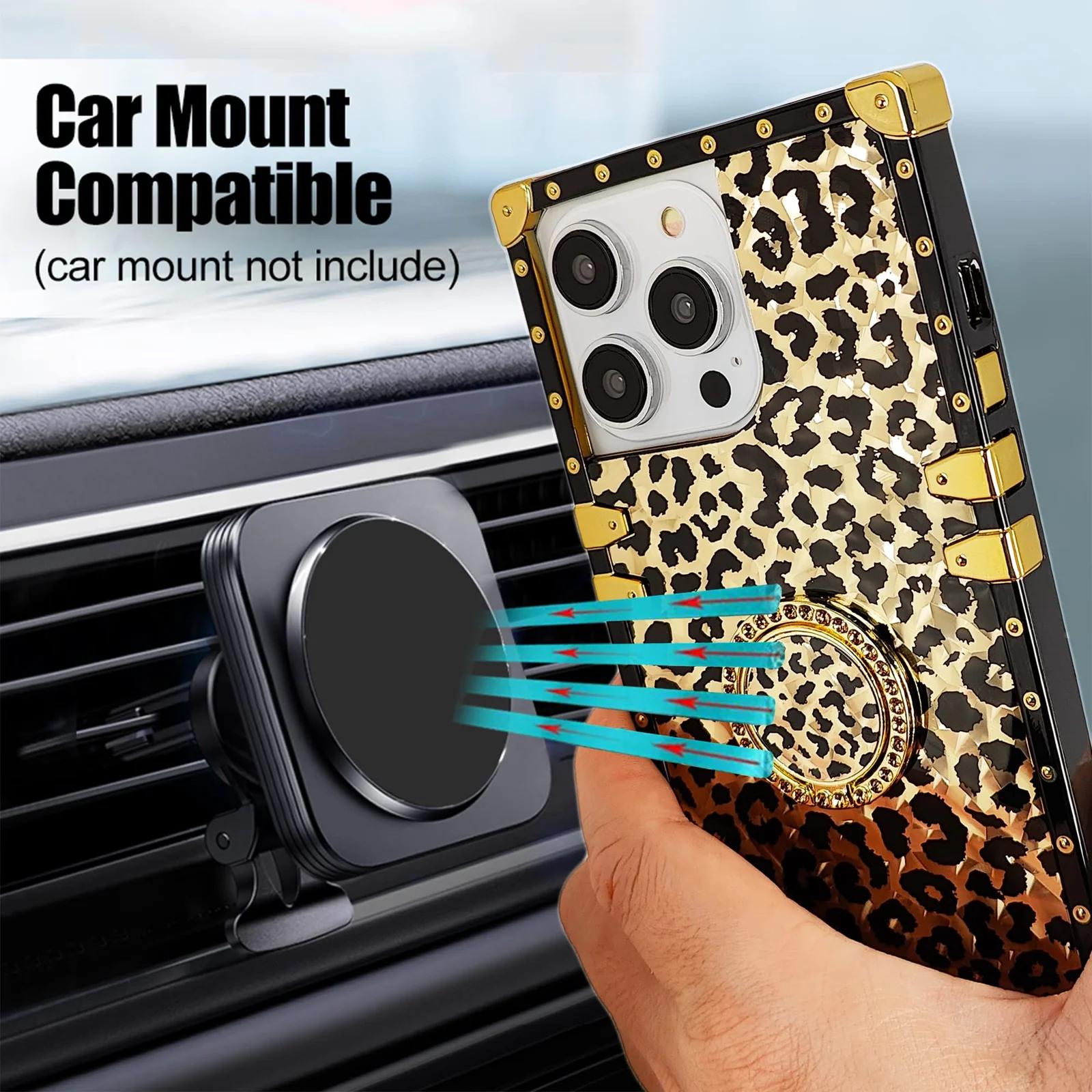 DMaos kuldne leopard-ümbris iPhone 15 jaoks, bling-kaitse – pilt 6