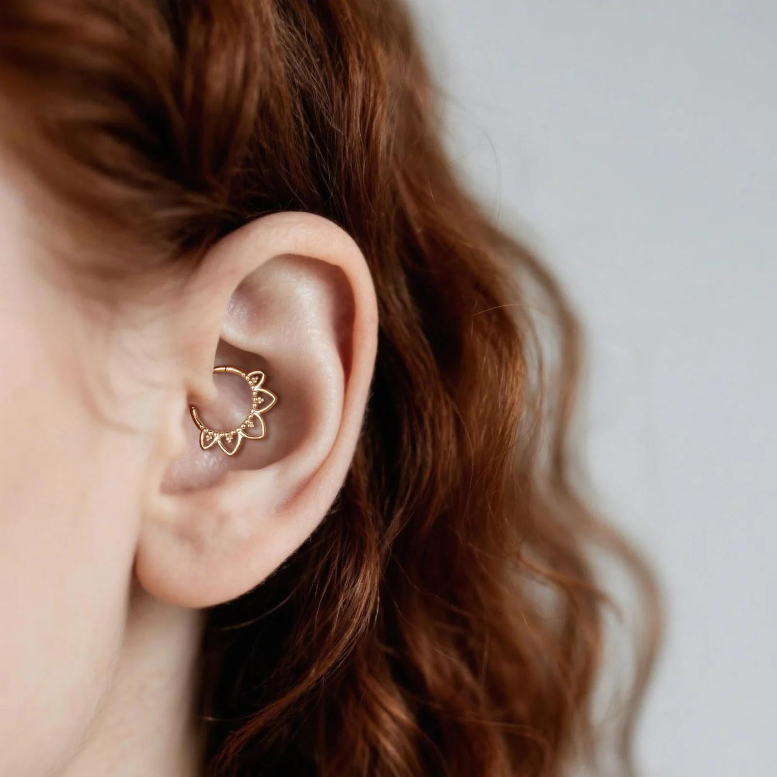Lantine roosakuldne 16g lotus septum — nahasõbralik stiil – pakend ja tarvikud