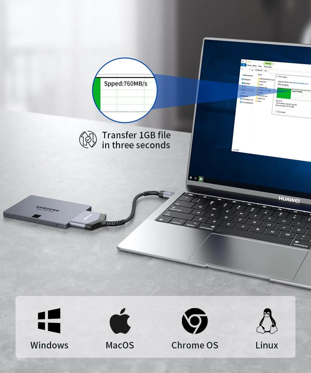 JSAUX kerge SATA–USB adapter 2,5″ SSD/HDD jaoks – lisavaade