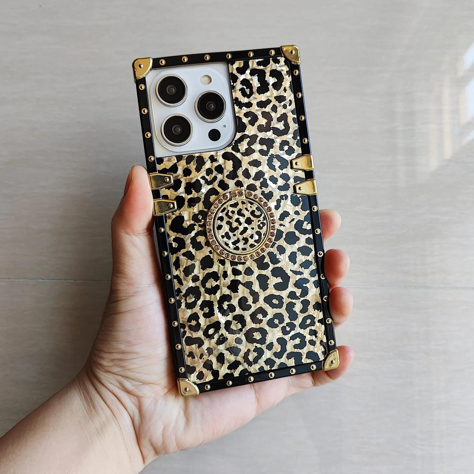 DMaos kuldne leopard-ümbris iPhone 15 jaoks, bling-kaitse – pilt 9