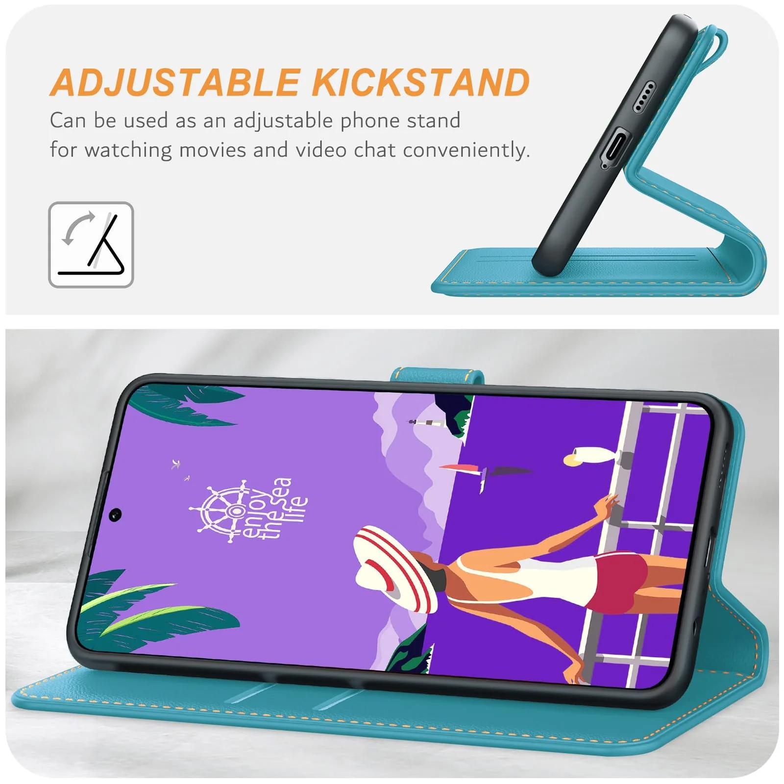 Ganbary nahknahkne klappkaitse Xiaomi Redmi Note 13 Pro 5G jaoks – kasutusnäide