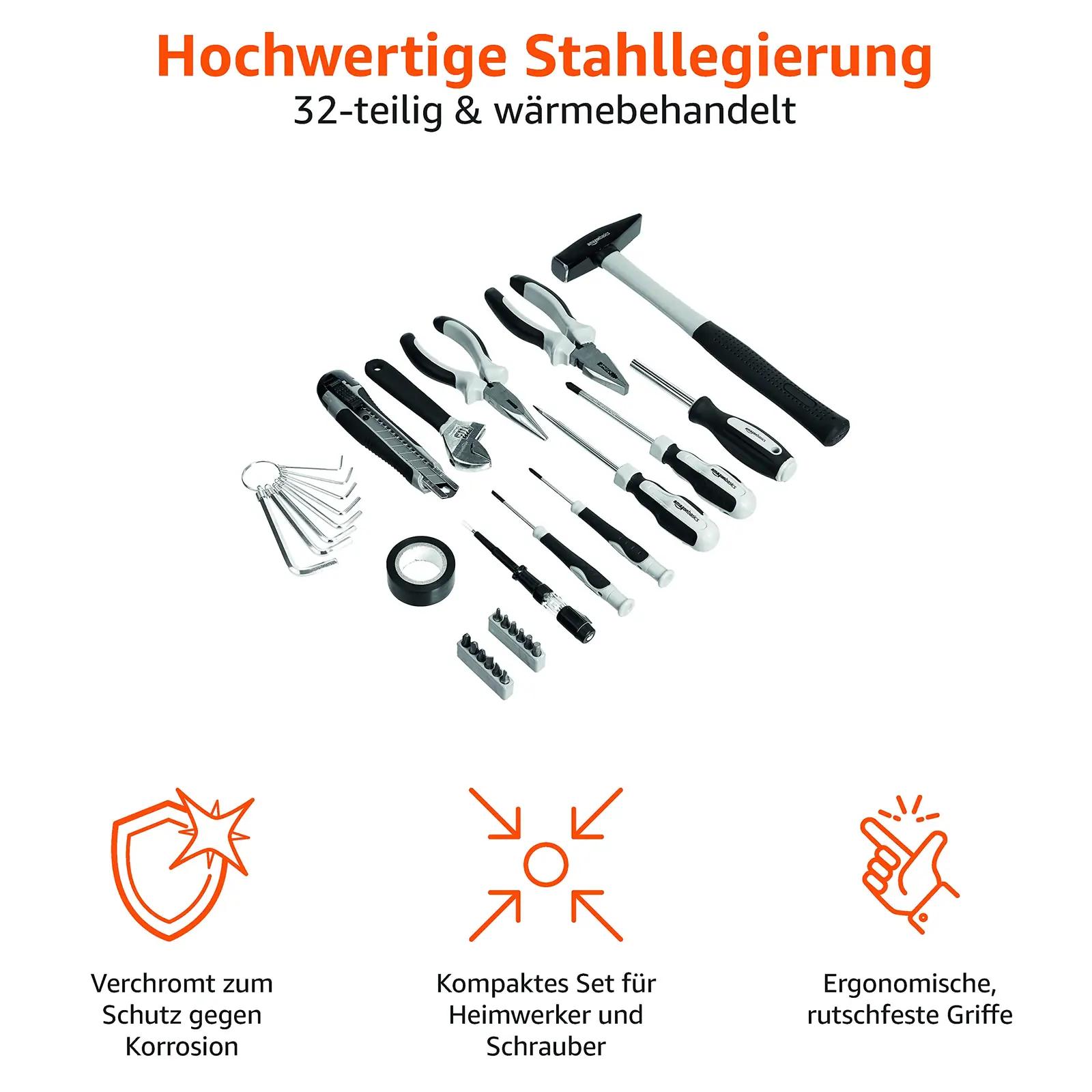 Amazon Basics tööriistakomplekt koduseks remondiks — 32 osa – kasutusnäide
