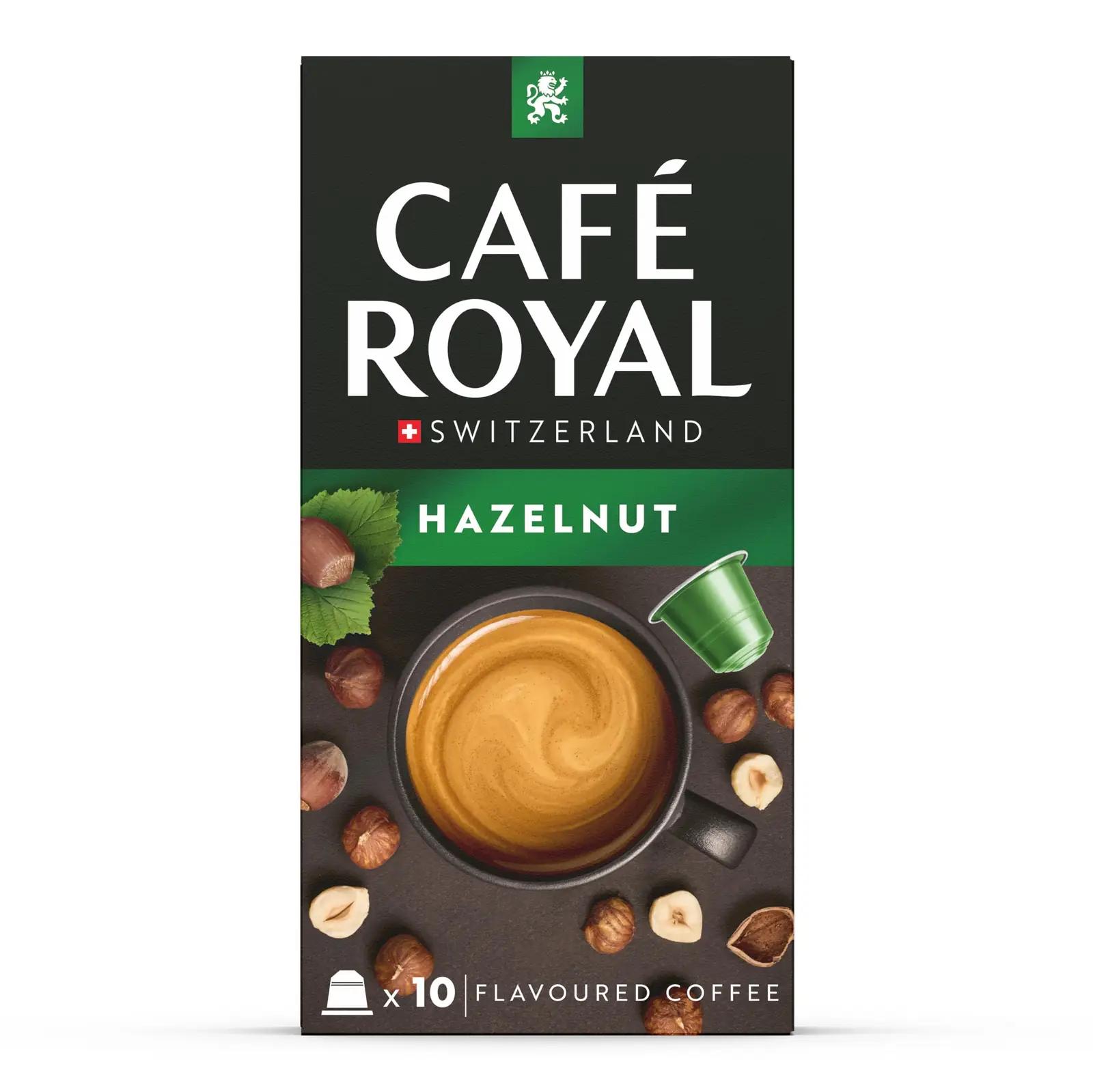 Café Royal kreemjas sarapuupähkli kohvikapslid – hea kingiidee – pakend ja tarvikud