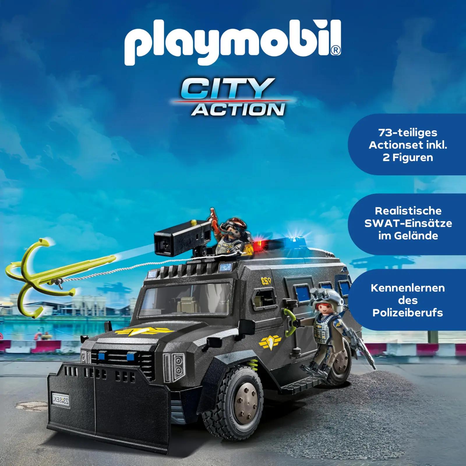 PLAYMOBIL SWAT-maastikusõiduk lastele — kõlav ja valgustusega – pakend ja tarvikud
