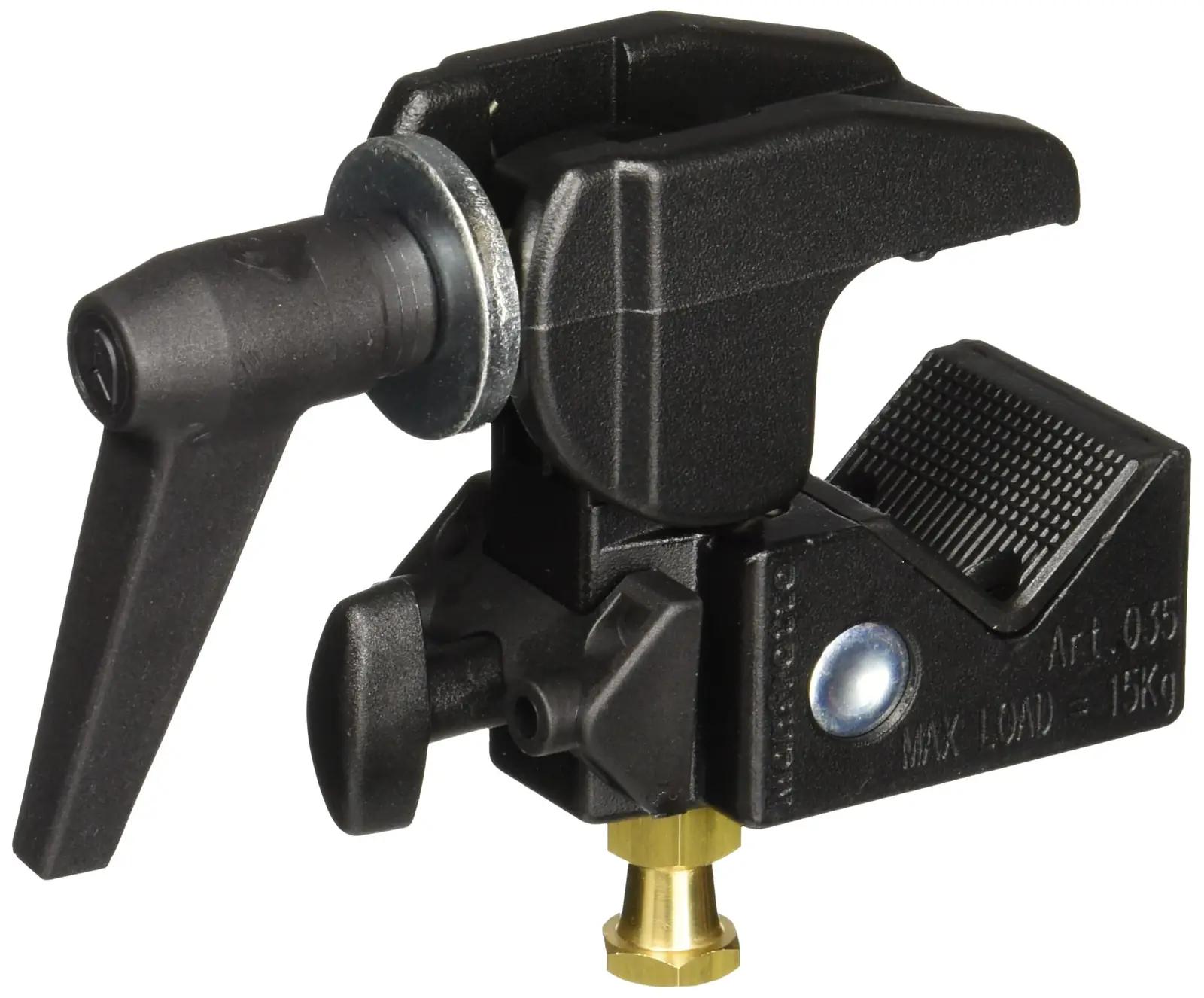 Manfrotto metallklemme stuudiovalgustuse paigalduseks, must – pakend ja tarvikud