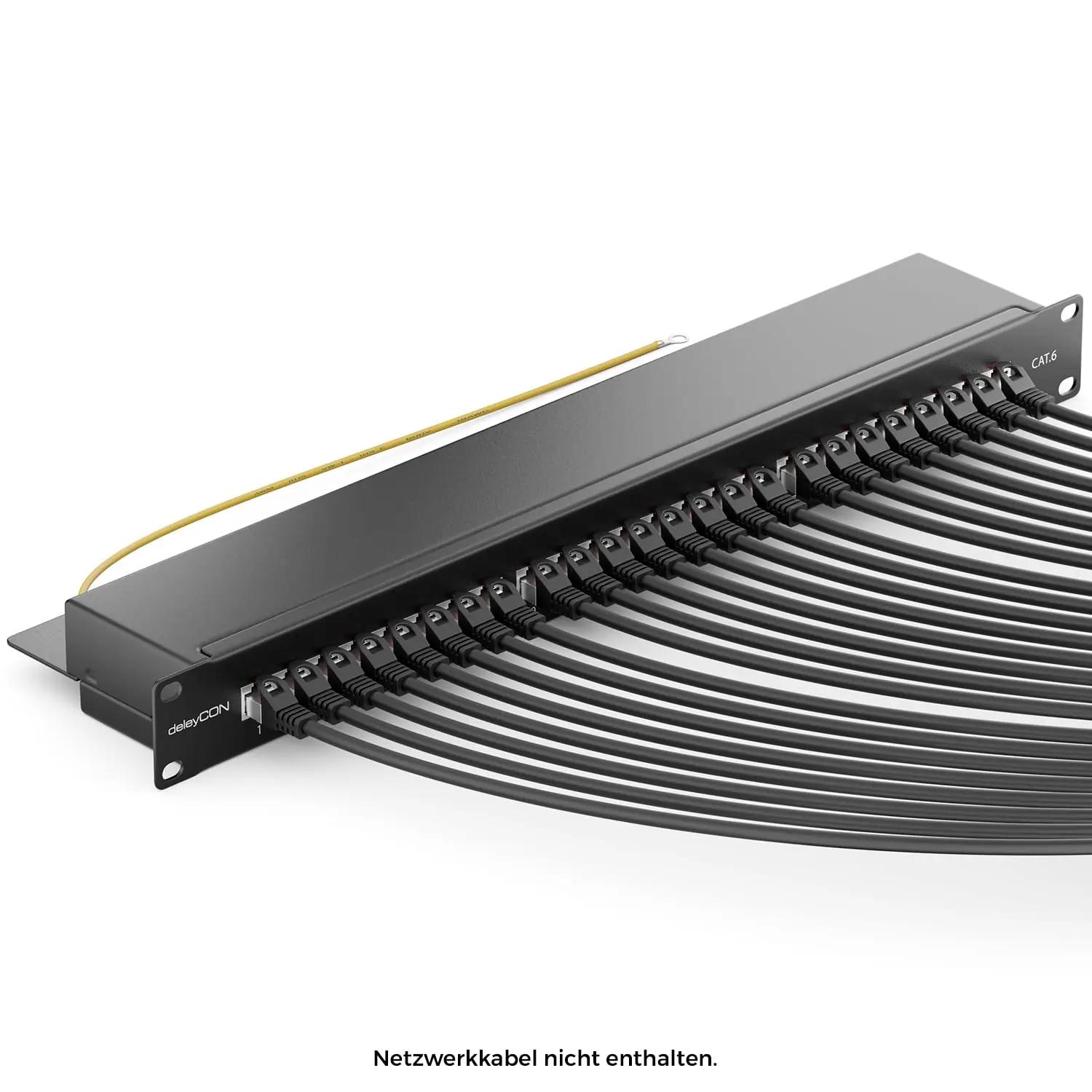 deleyCON metallist 24-port Cat6 patchpanel – organiseeritud võrk – pakend ja tarvikud