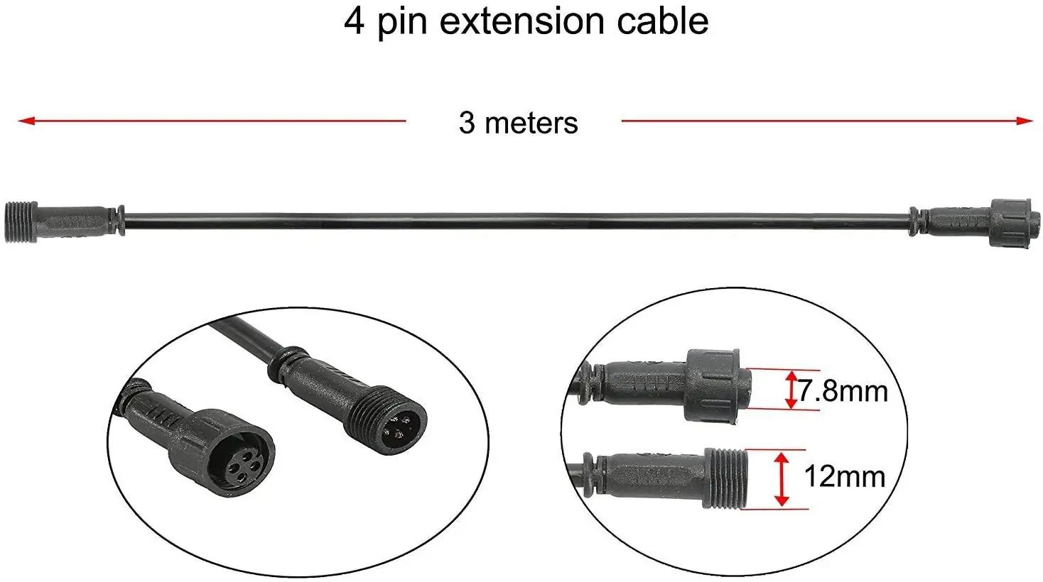 GEYUEYA Home vastupidav 3m IP67 pikendusjuhe terrassivalgustile – pakend ja tarvikud
