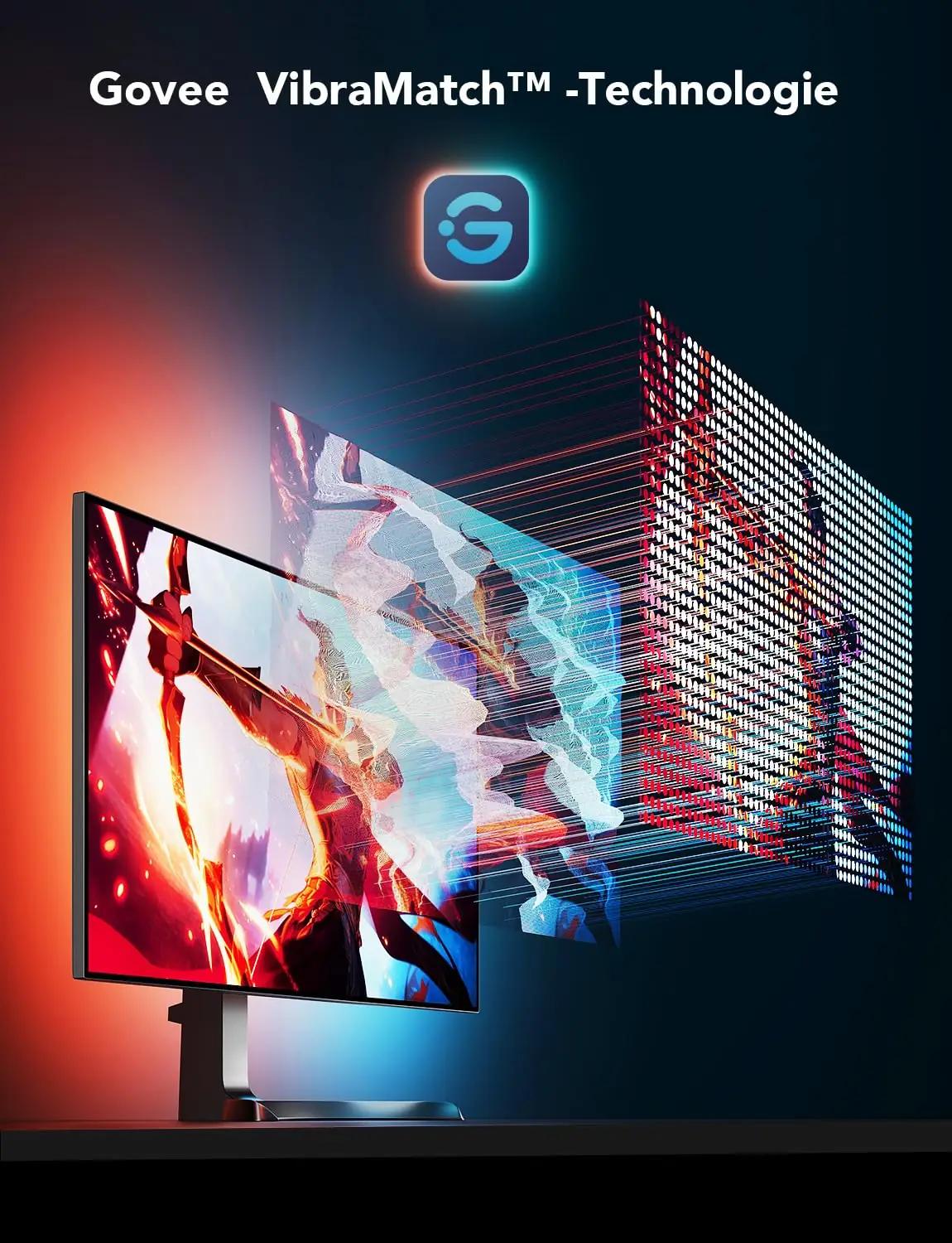 Govee RGBIC LED taustavalgustus 27–34″ ekraanidele — mänguruumi – detailne vaade