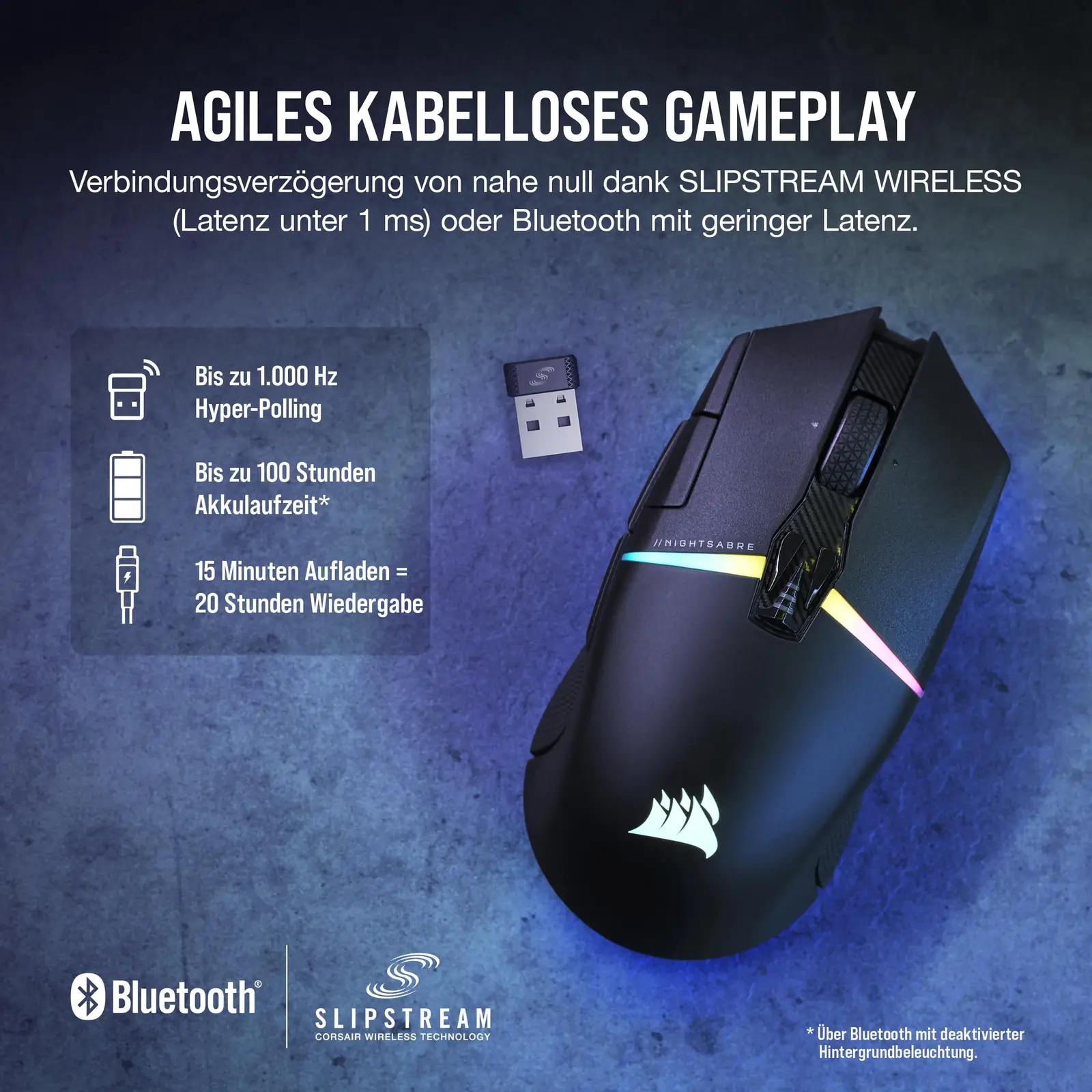 Corsair NIGHTSABRE traadita mänguhiir – kõrge DPI ja pika akuiga – pilt 7