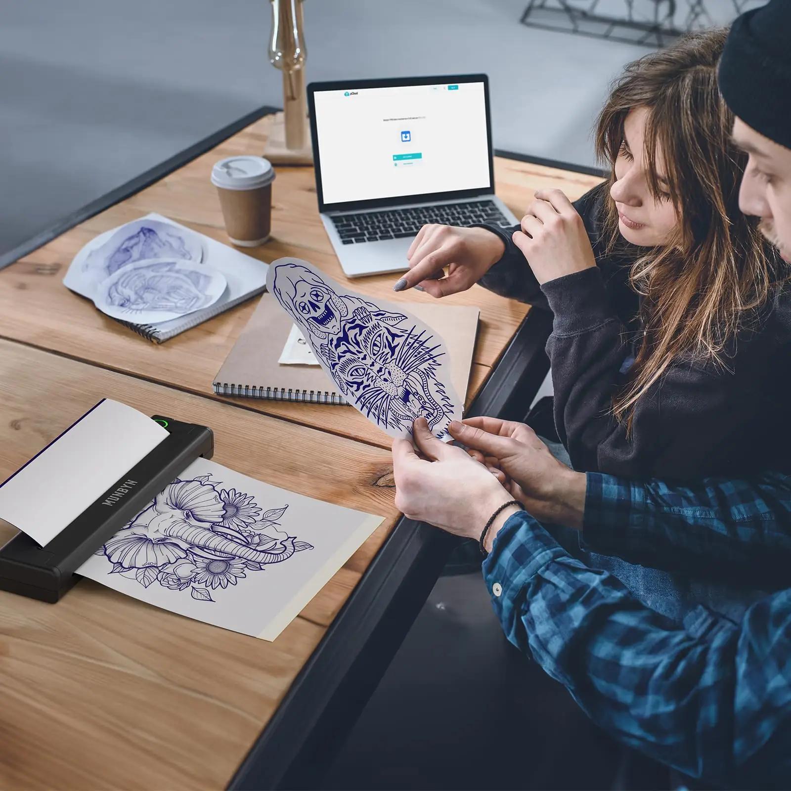 MUNBYN metallist kaasaskantav tattoo-printer — stencil ja A4 – pilt 8