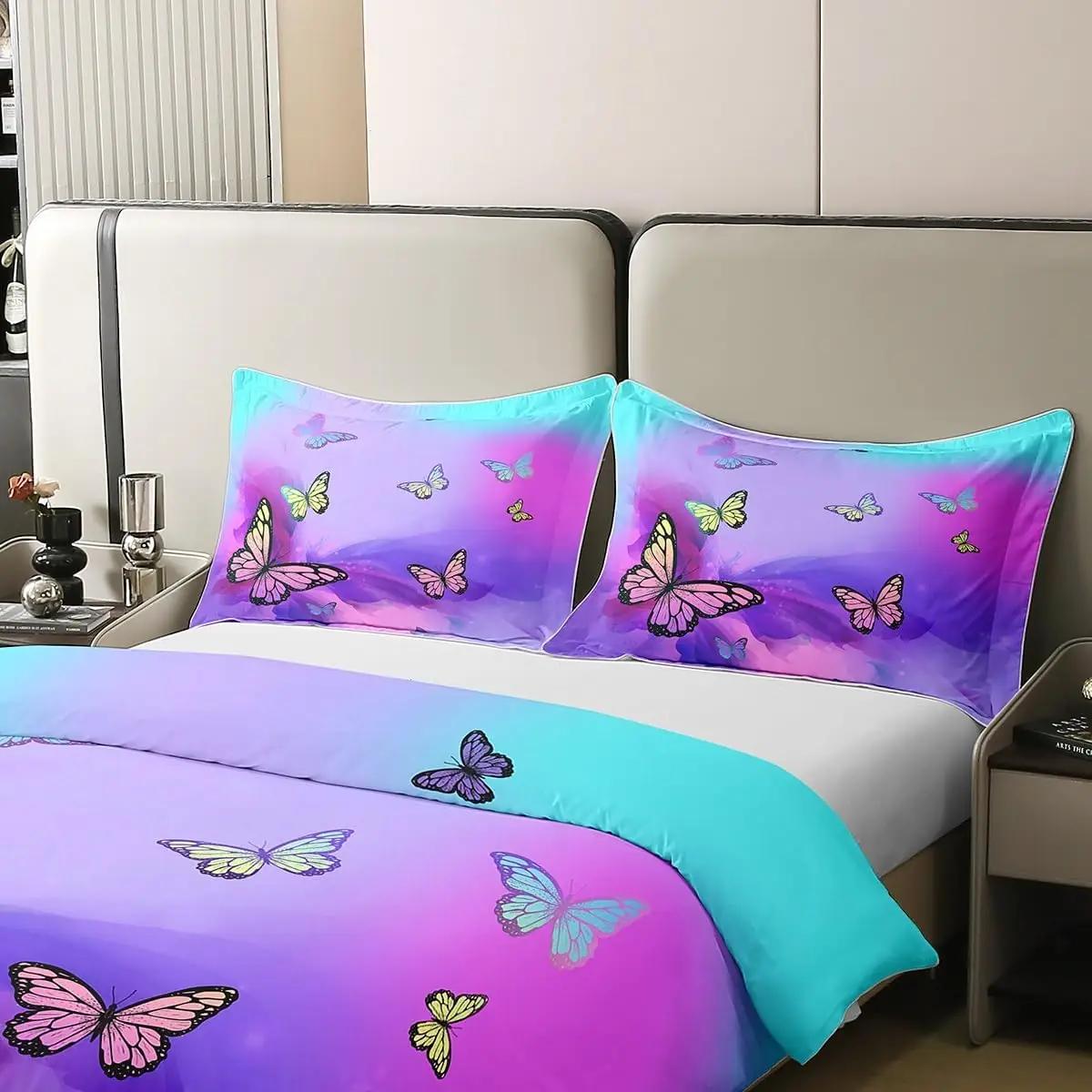 Homewish puuvillane voodipesukomplekt liblikamustriga 140×200 – kasutusnäide