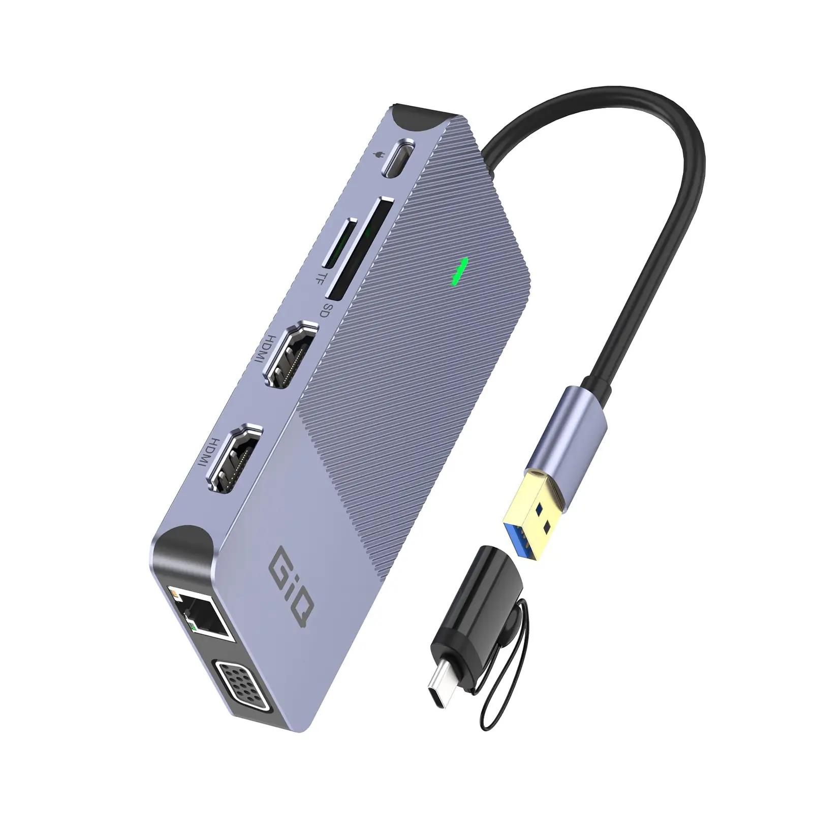 Giq USB-C jaalduv alumiiniumist dokk – mitmeekraaniline ühendus