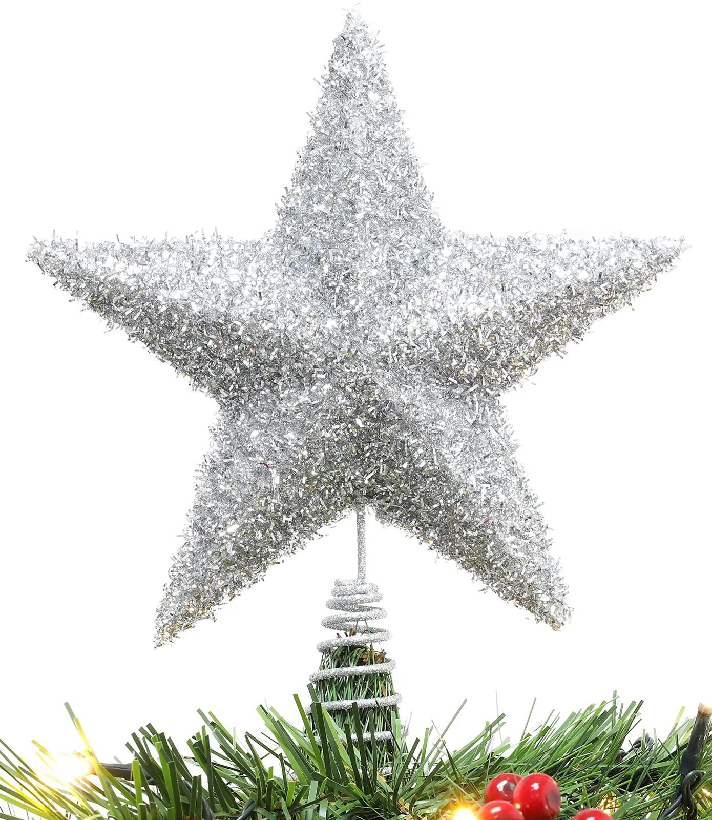 Christmas Concepts hõbedane 28 cm kuuseotsakroon — elegantne
