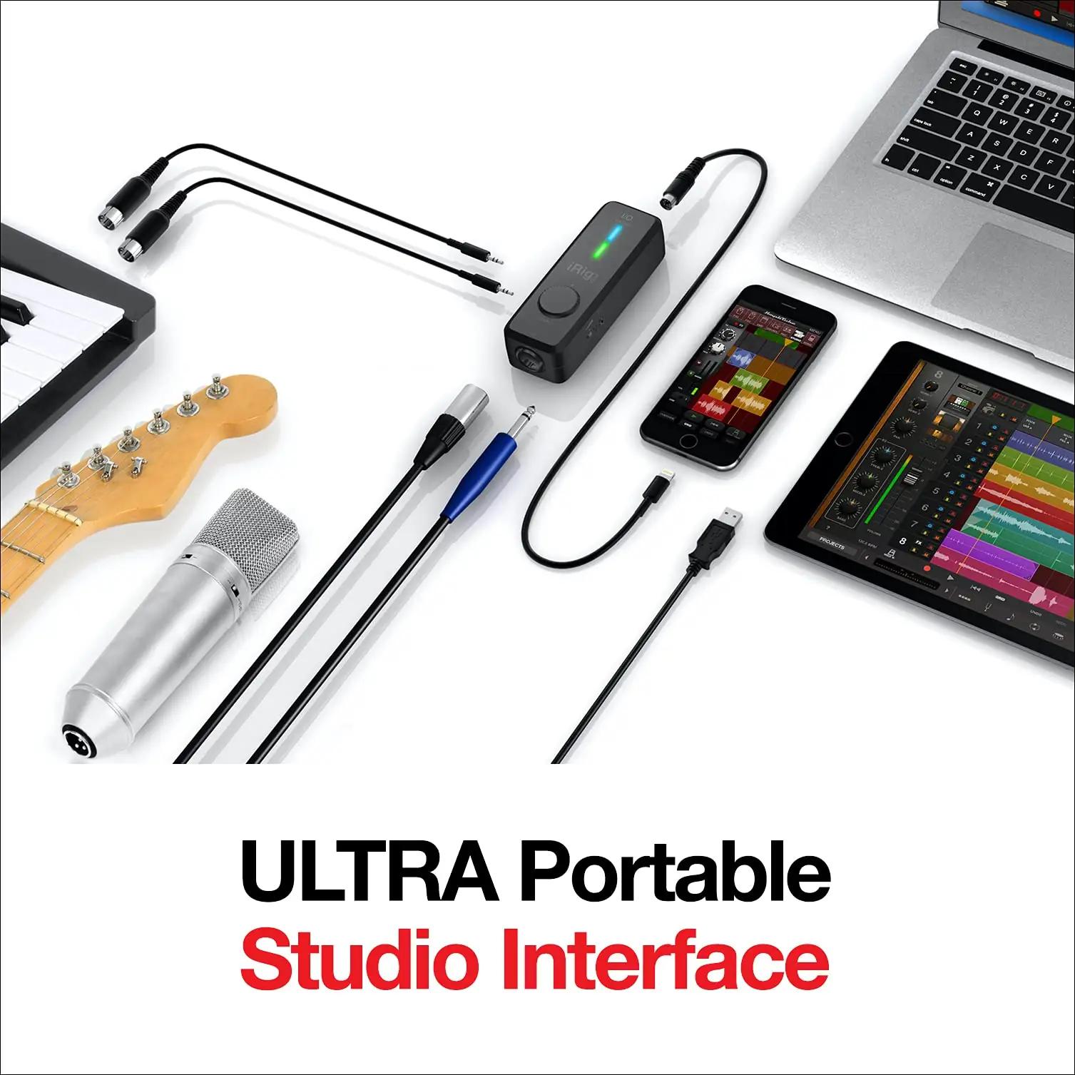 IK Multimedia iRig Pro I/O — kompaktne mobiilne stuudioaudio – kasutusnäide