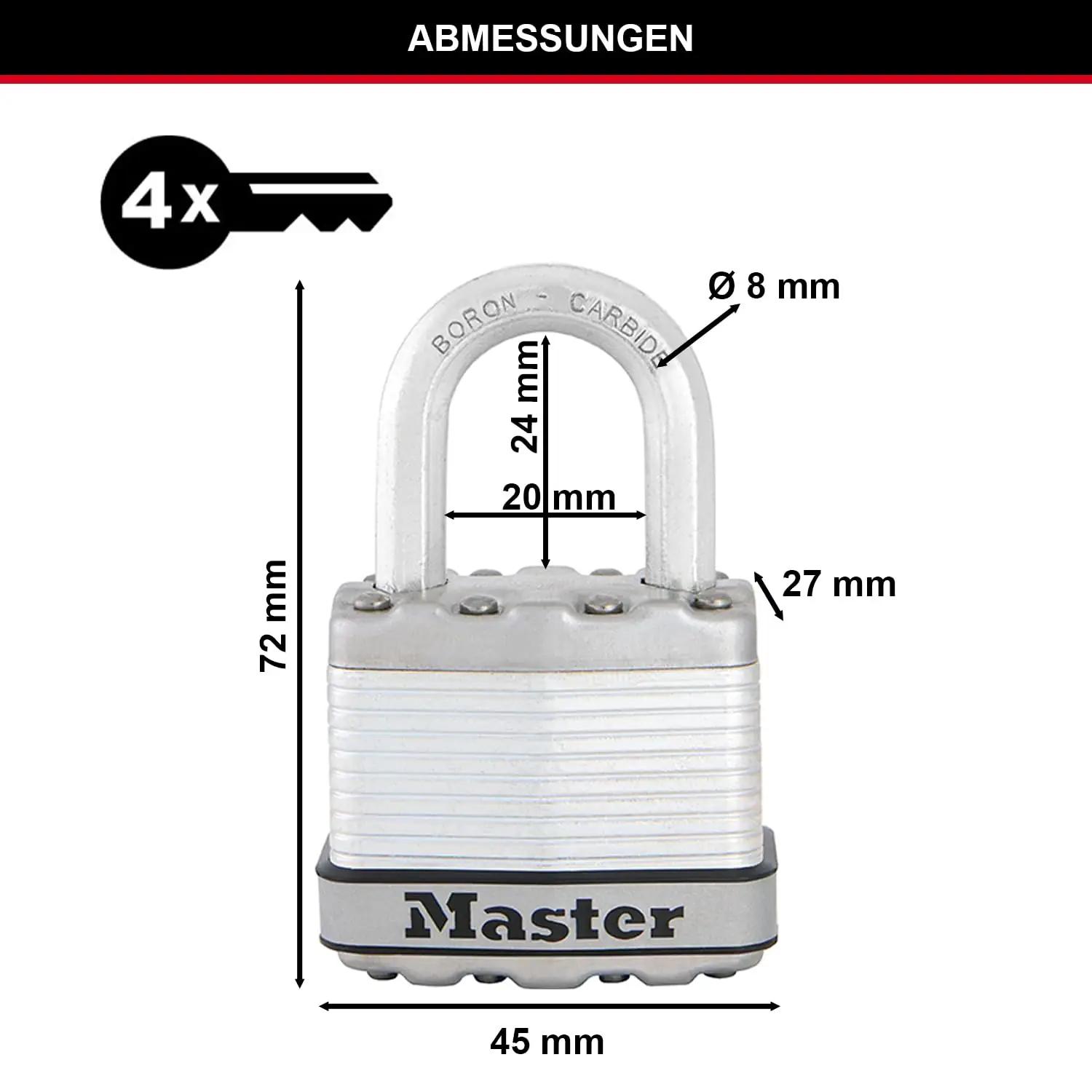 Master Lock vastupidav laminaatterasest külgklõps-lukk 2-pack – lisavaade