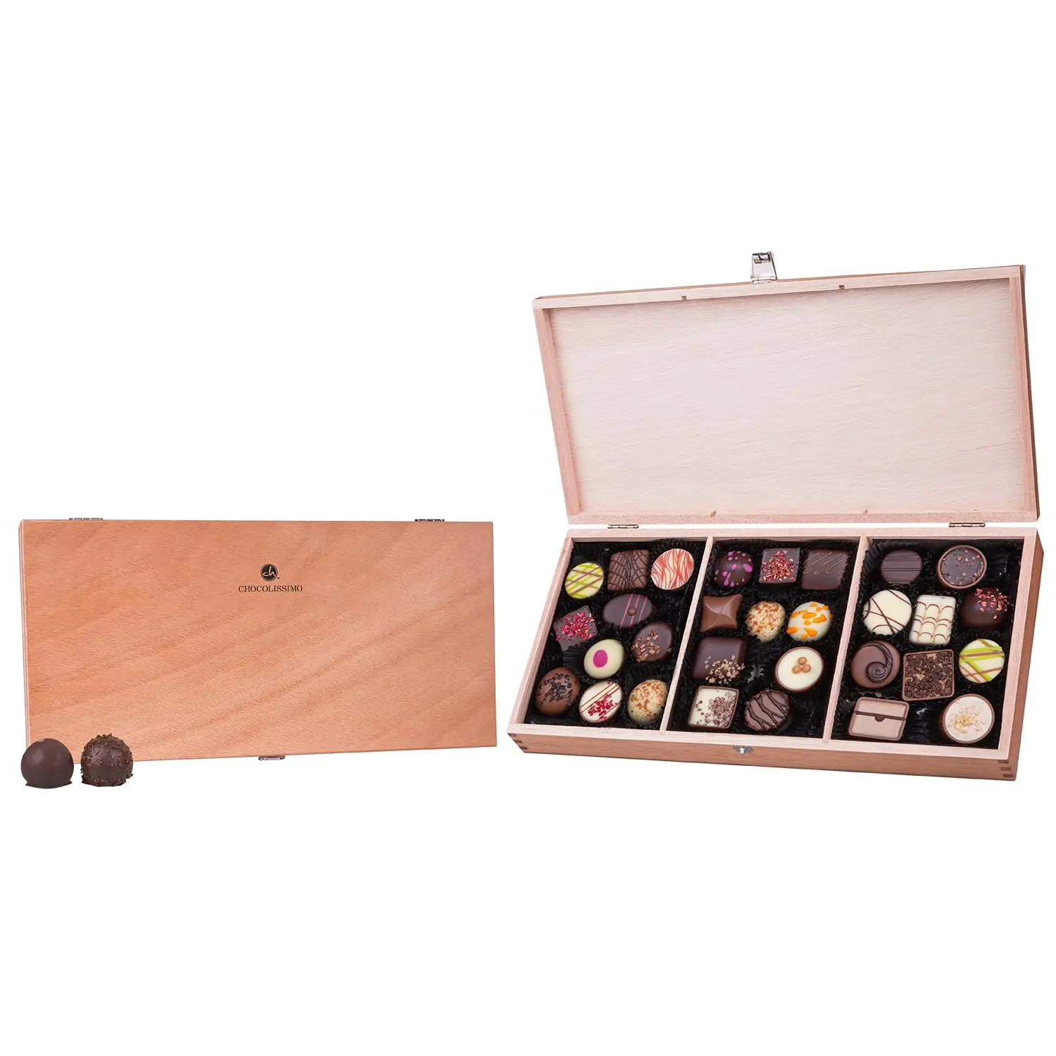 CHOCOLISSIMO luksuslik Belgia praline puidust karbis — kingitus