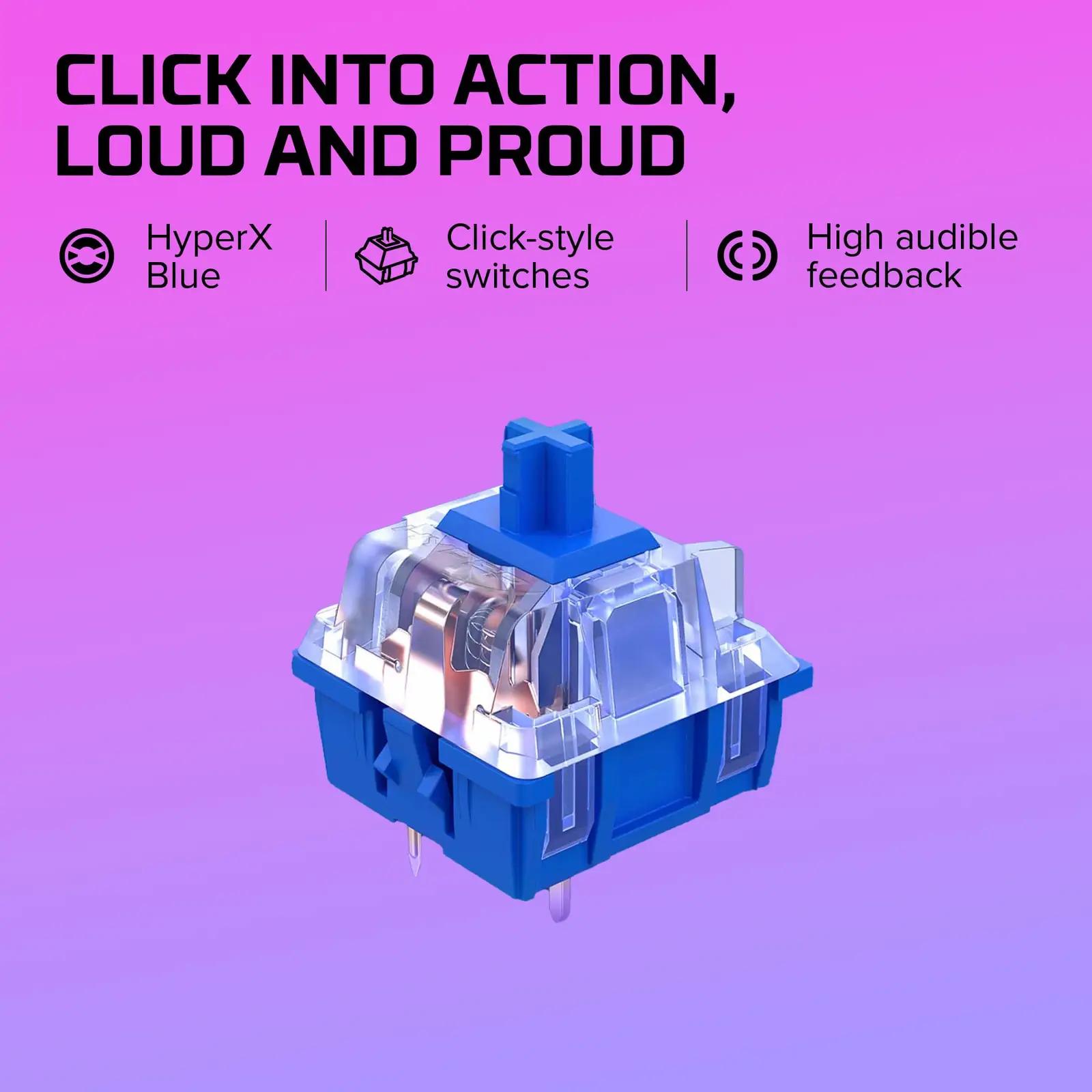 HyperX vastupidav alumiiniumist mängutastatuur – clicky Blue – pilt 8
