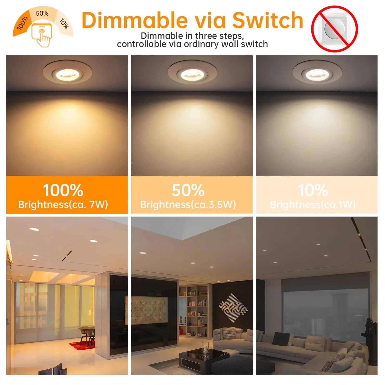 wowatt alumiiniumist sisseehitatav LED‑spot — soe valge 10tk – detailne vaade