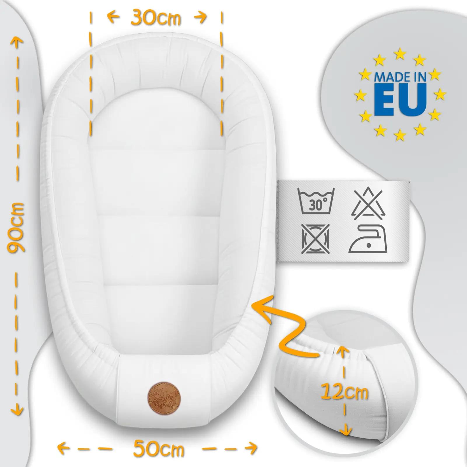 Totsy Baby pehme puuvillane babynest 90×50 cm Eulen – detailne vaade