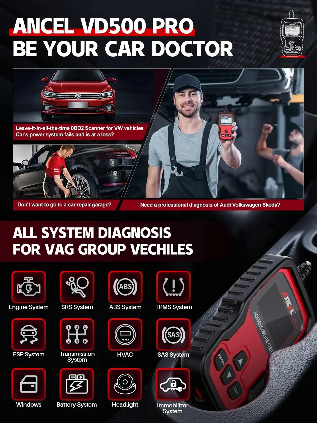 ANCEL VD500Pro auto-OBD diagnoosija – täpne probleemide lugemine – detailne vaade