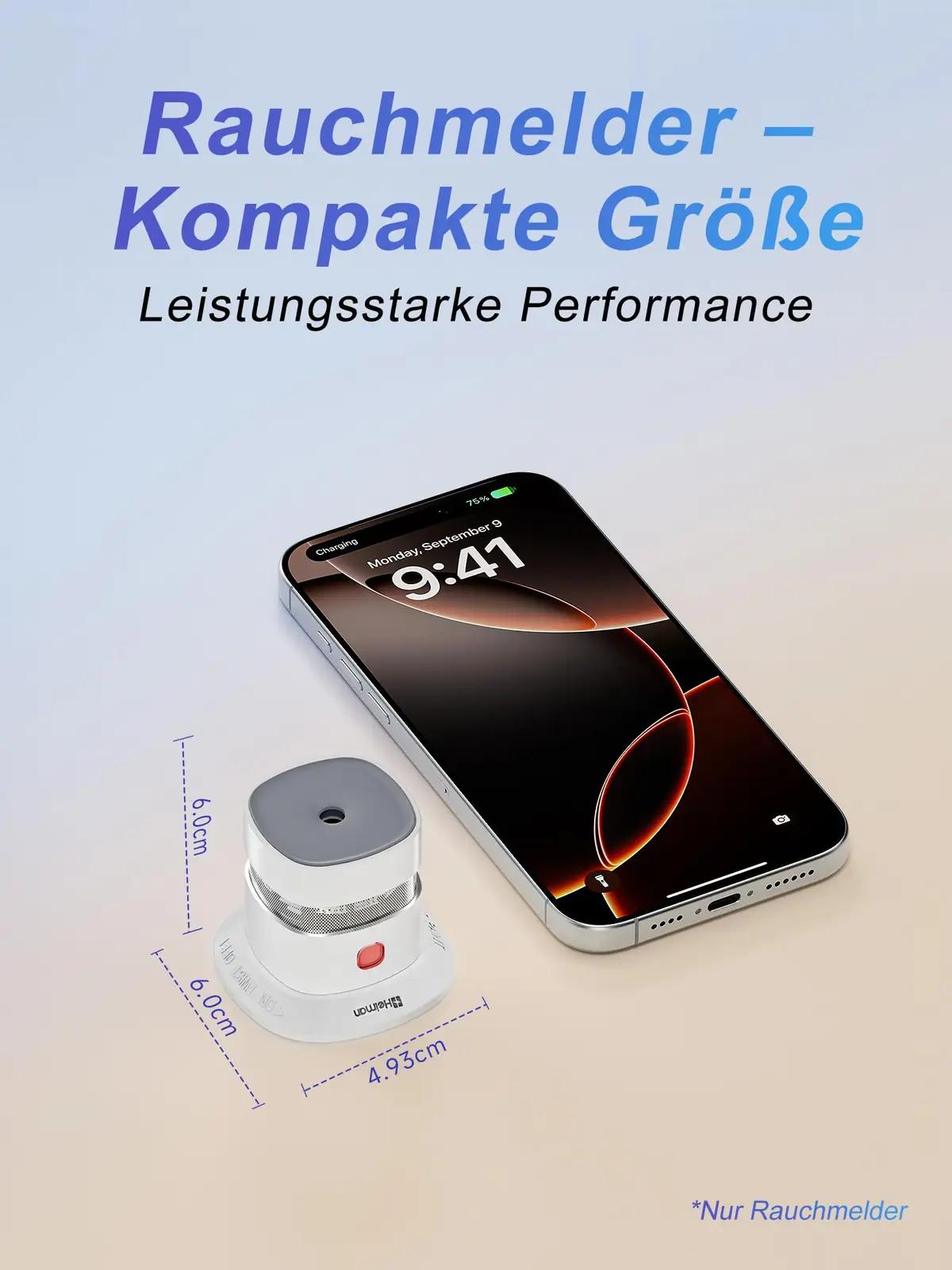HEIMAN laadne mini-suitsuandur kolmik 10a akuiga – detailne vaade