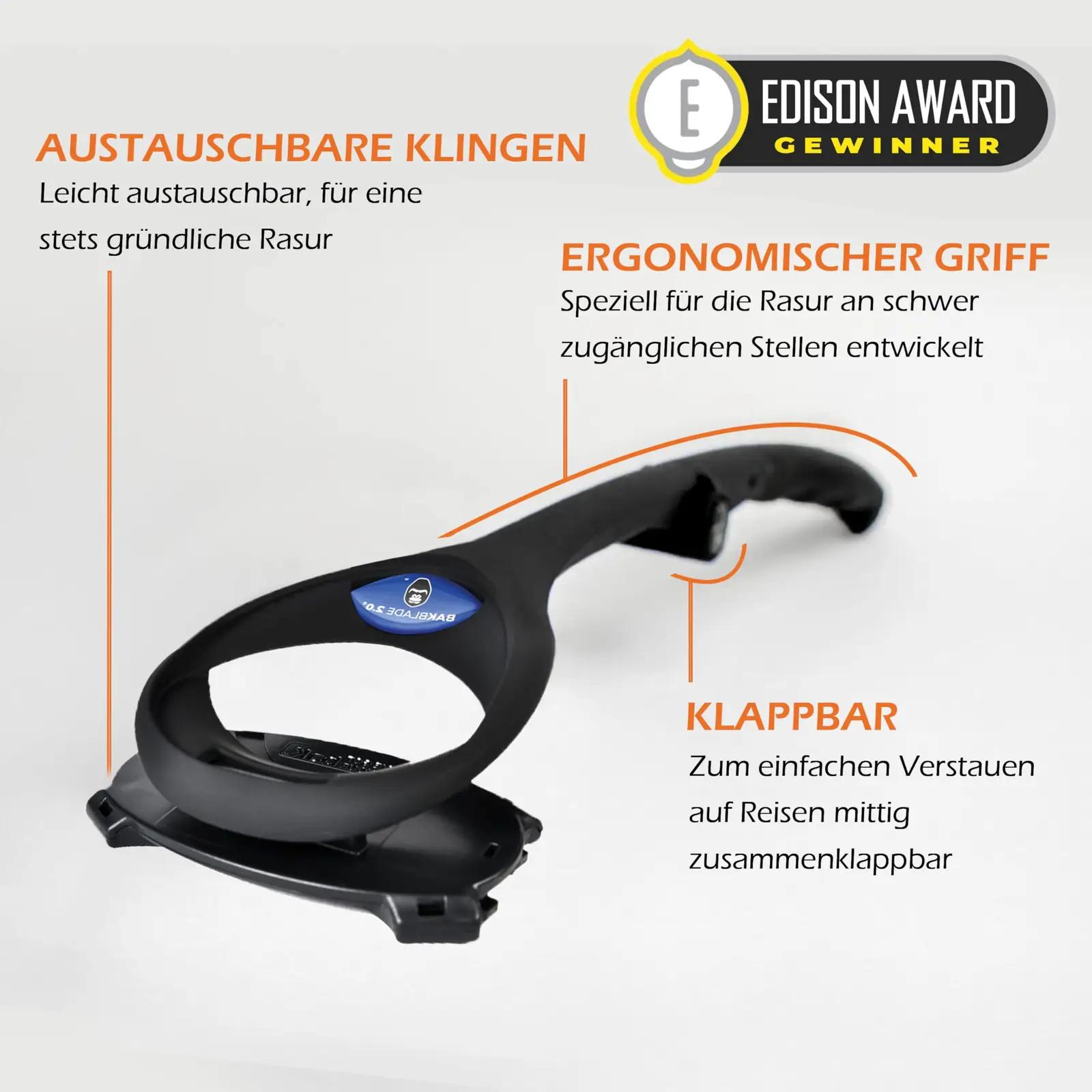 baKblade ergonoomiline seljatrimmer — kerge hooldus ja kingitus – pakend ja tarvikud
