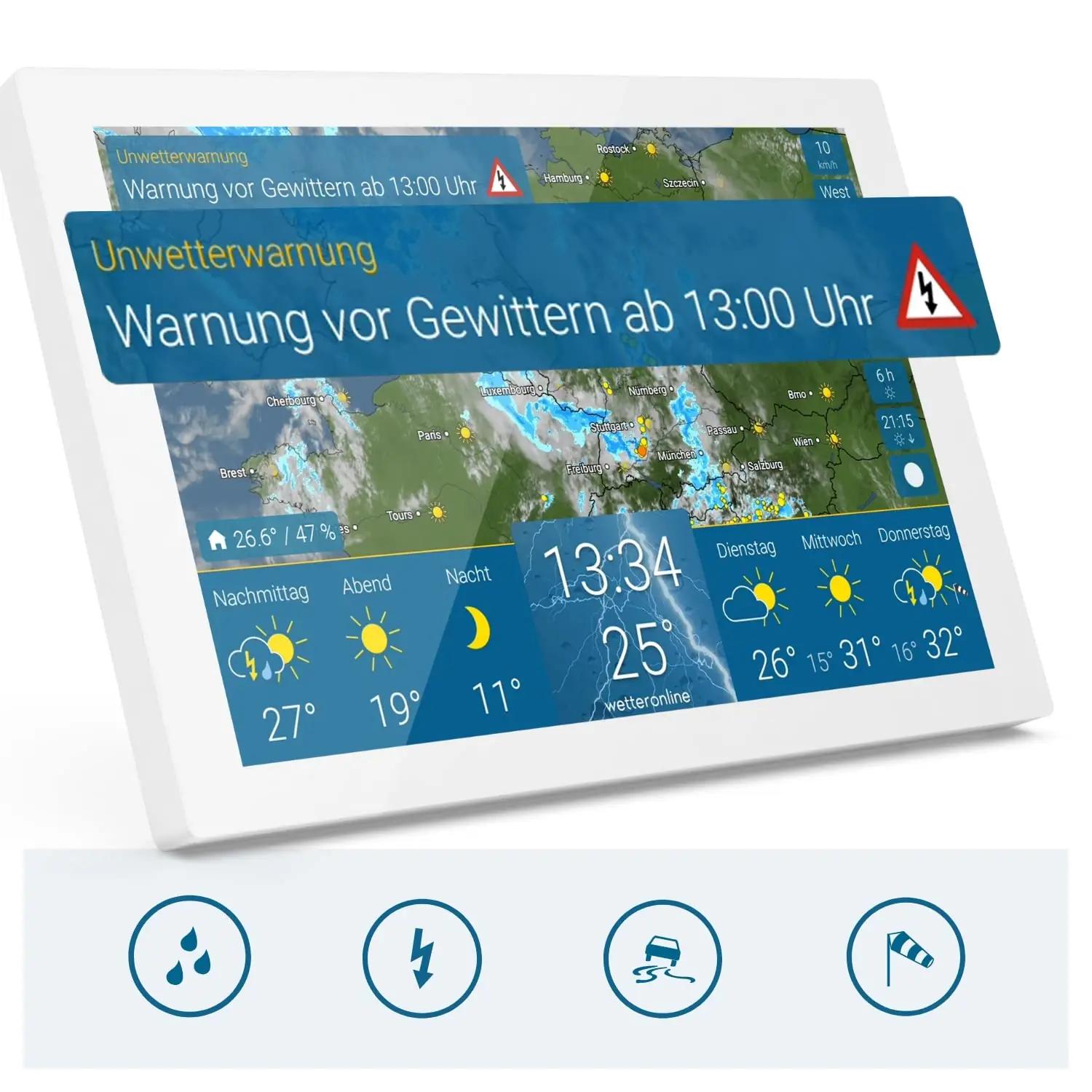 WetterOnline kodune ilmjaam ABS-korpusega — täpne ruumiklima – detailne vaade