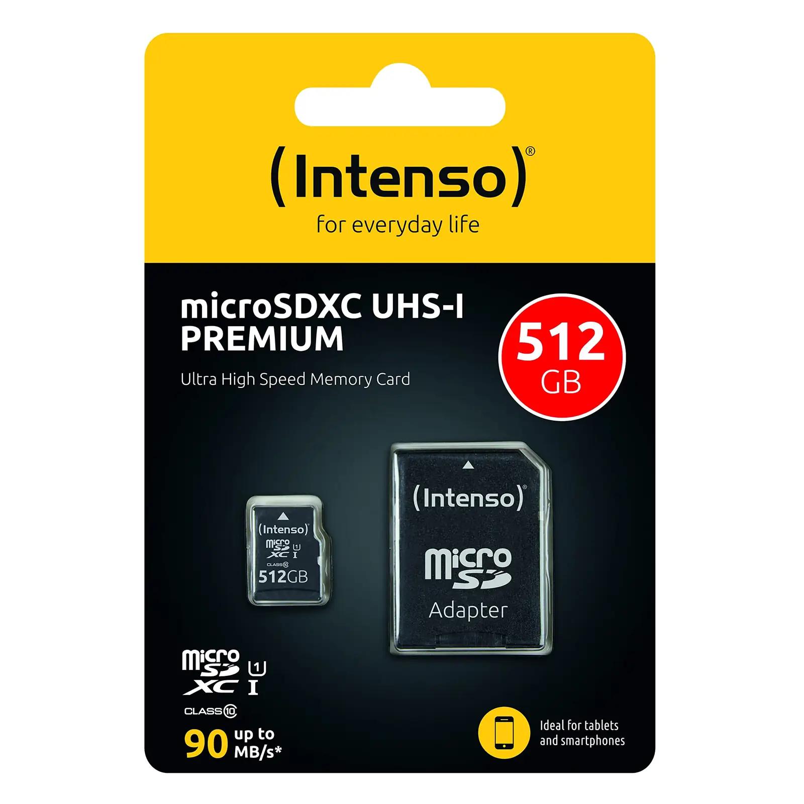 Intenso 512GB microSDXC Premium – kiire salvestus ja SD-adapter – lisavaade