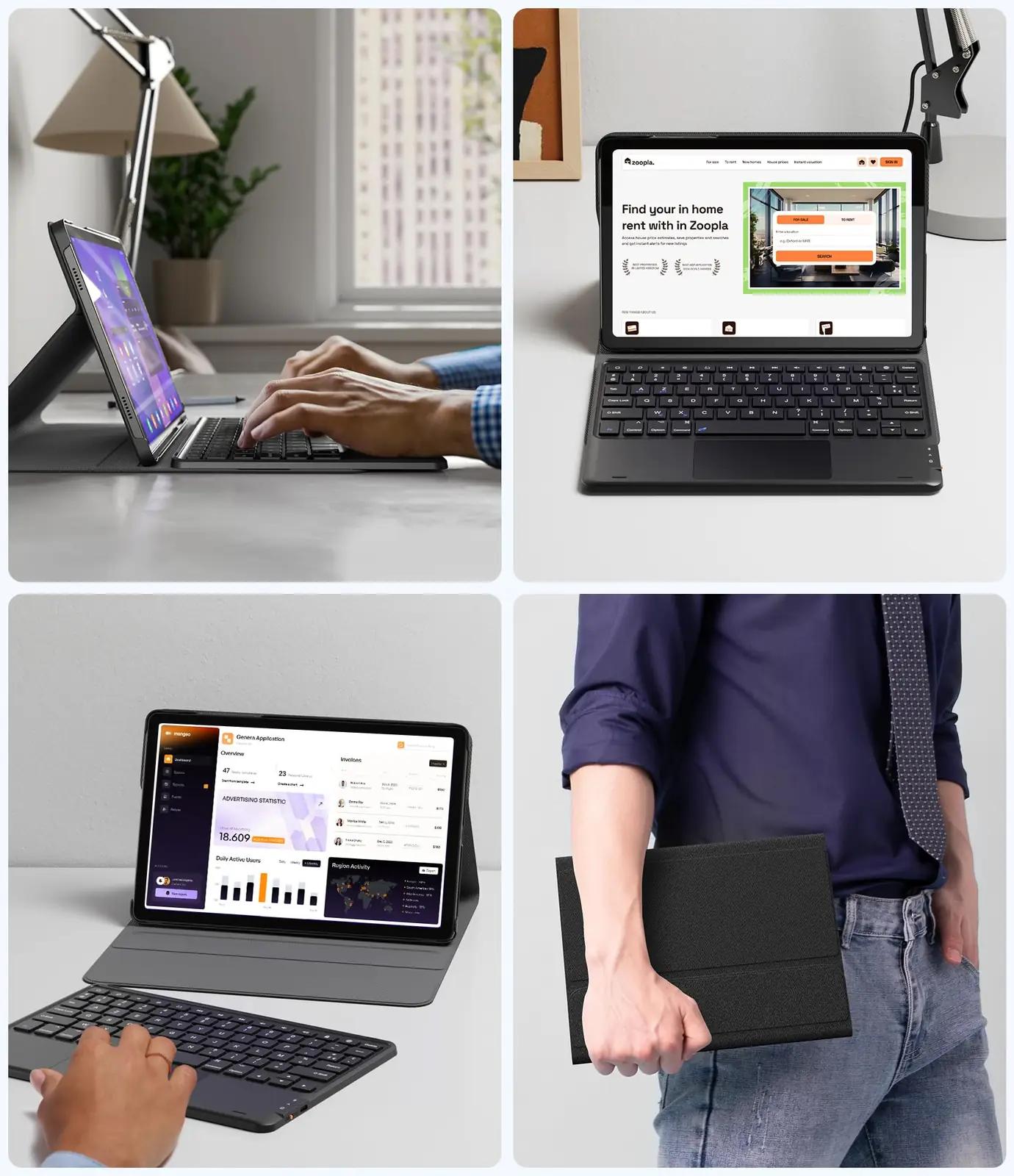 CHESONA must plastiku klaviatuur‑ümbris Galaxy Tab A9+ tipptööks – pilt 7