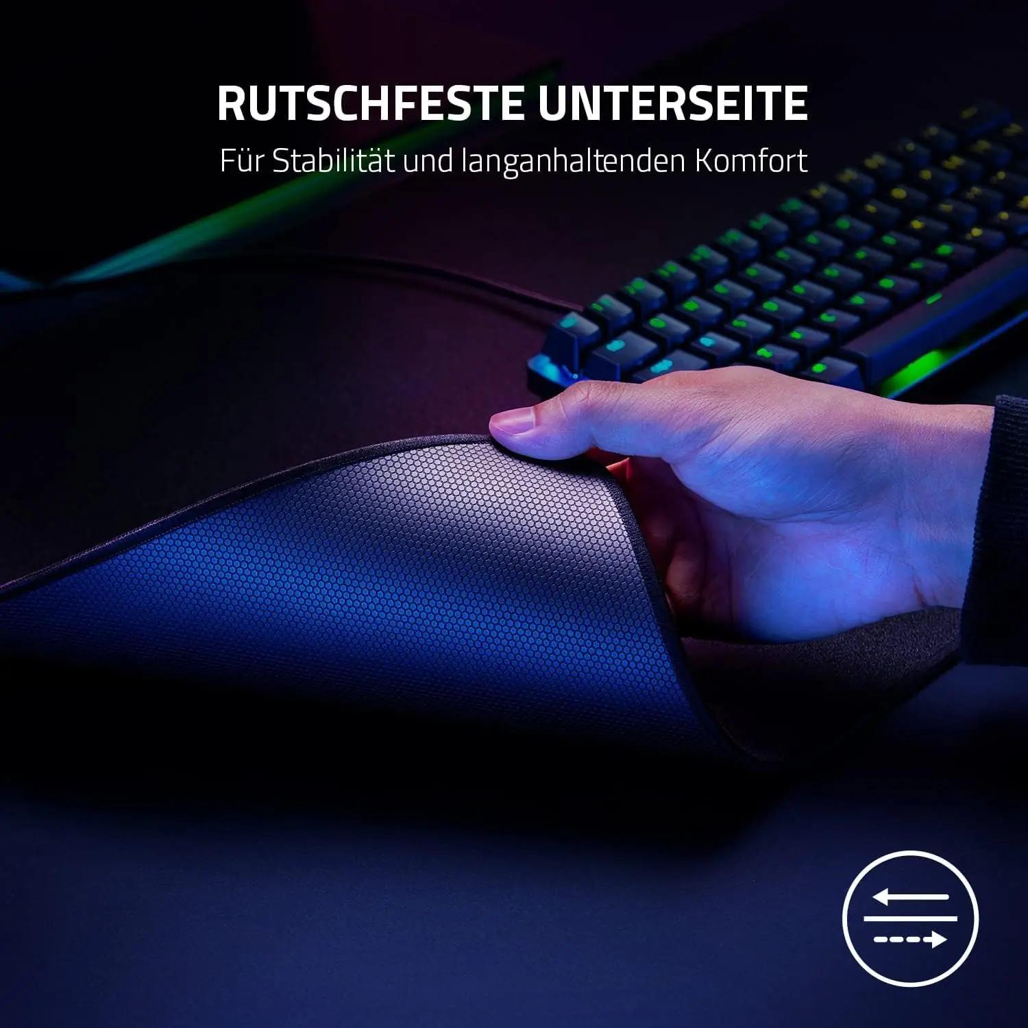 Razer pehme kummiga Strider XXL mängumatt — suur ja stabiilne – pakend ja tarvikud