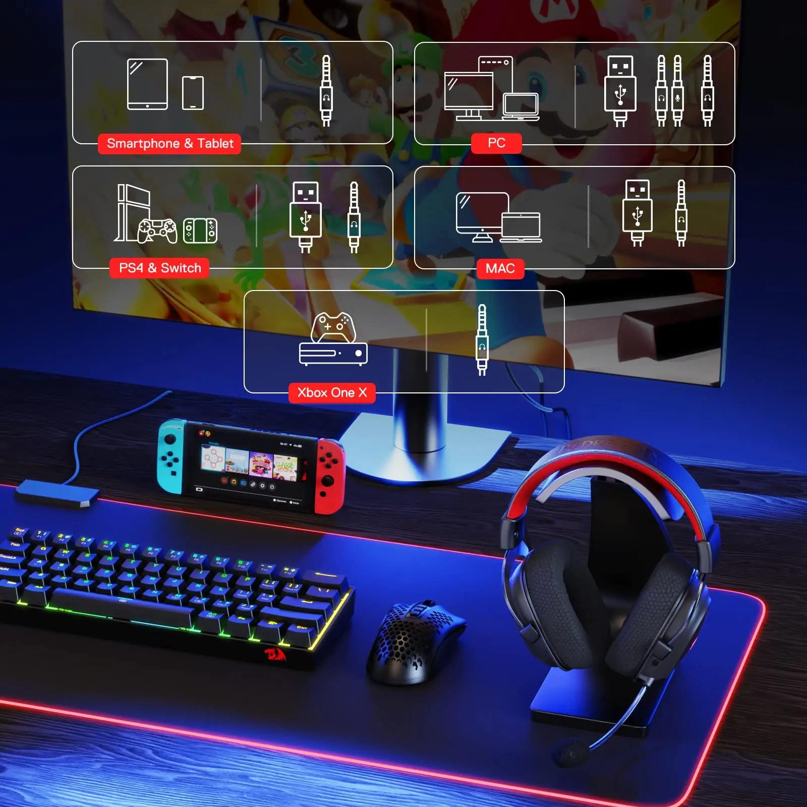 Redragon mugav kunstnahast mängukuular – H510 PRO – pilt 7