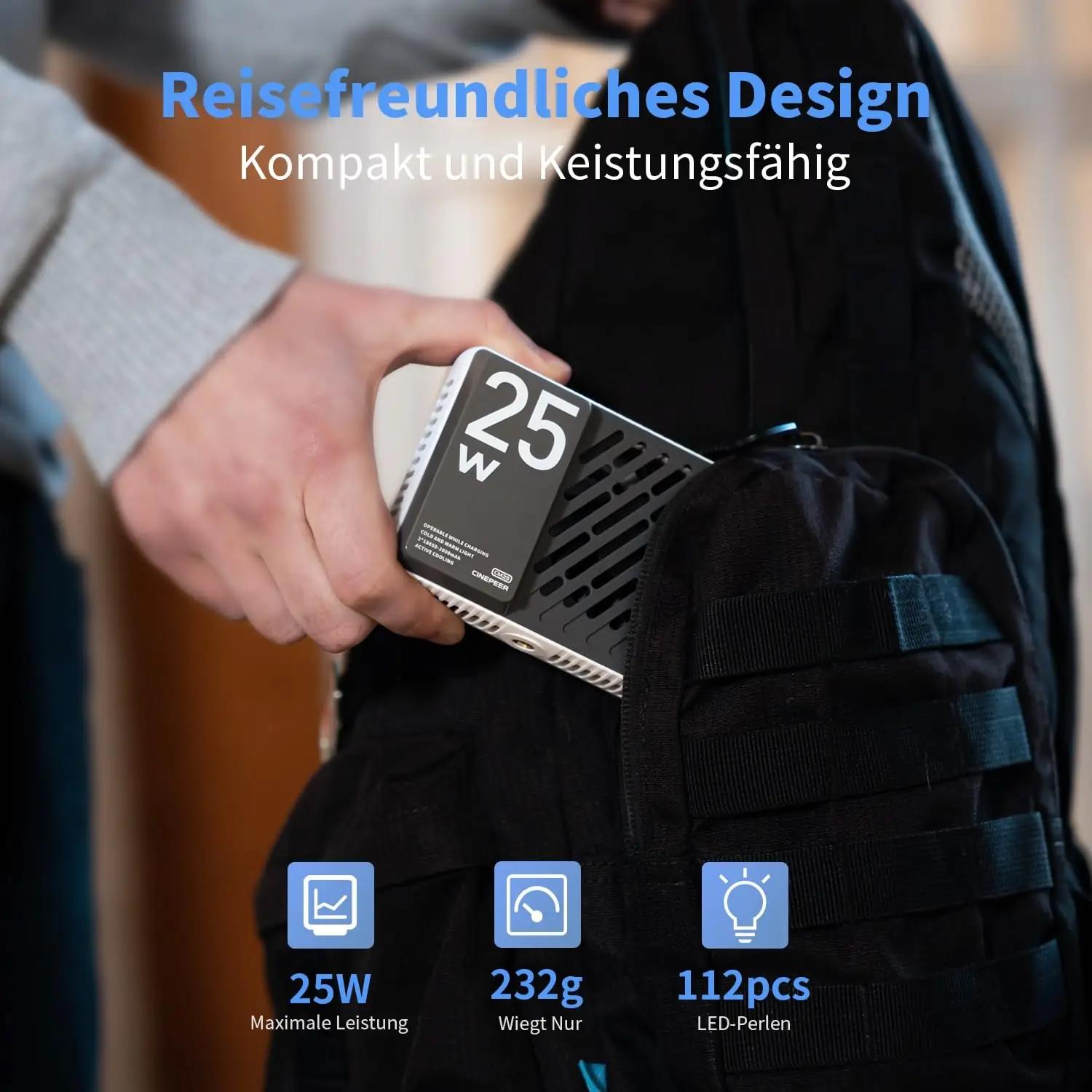 ZHIYUN kerge 25W bi-värvi videotuled – kaasaskantav ja vastupidav – detailne vaade