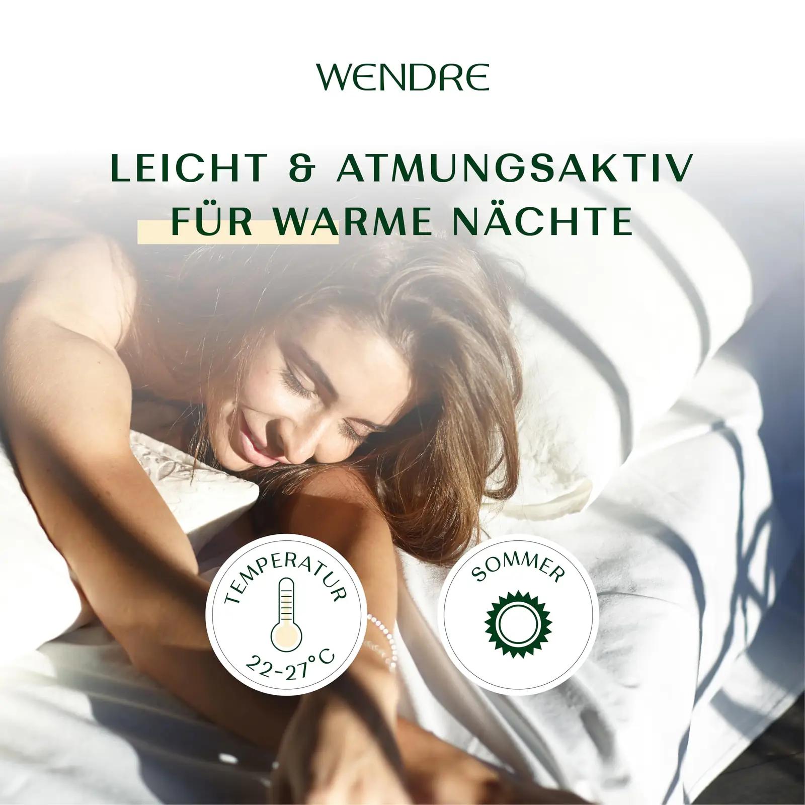 WENDRE kerge mikrofibra suvine tekk 155×220 cm — hingav ja – detailne vaade