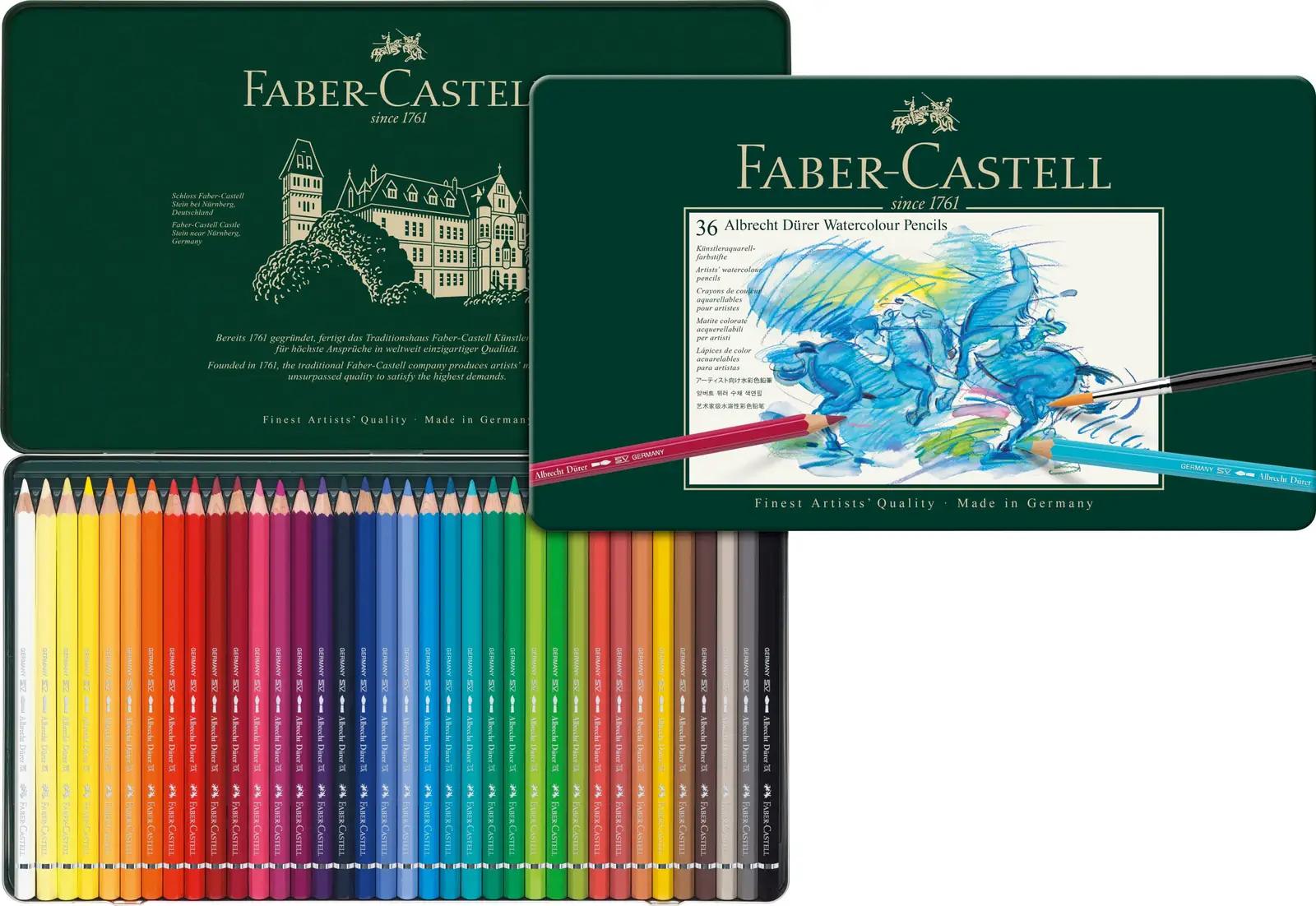 Faber-Castell akvarellpliiatsid 36 tk — kvaliteetne puidust