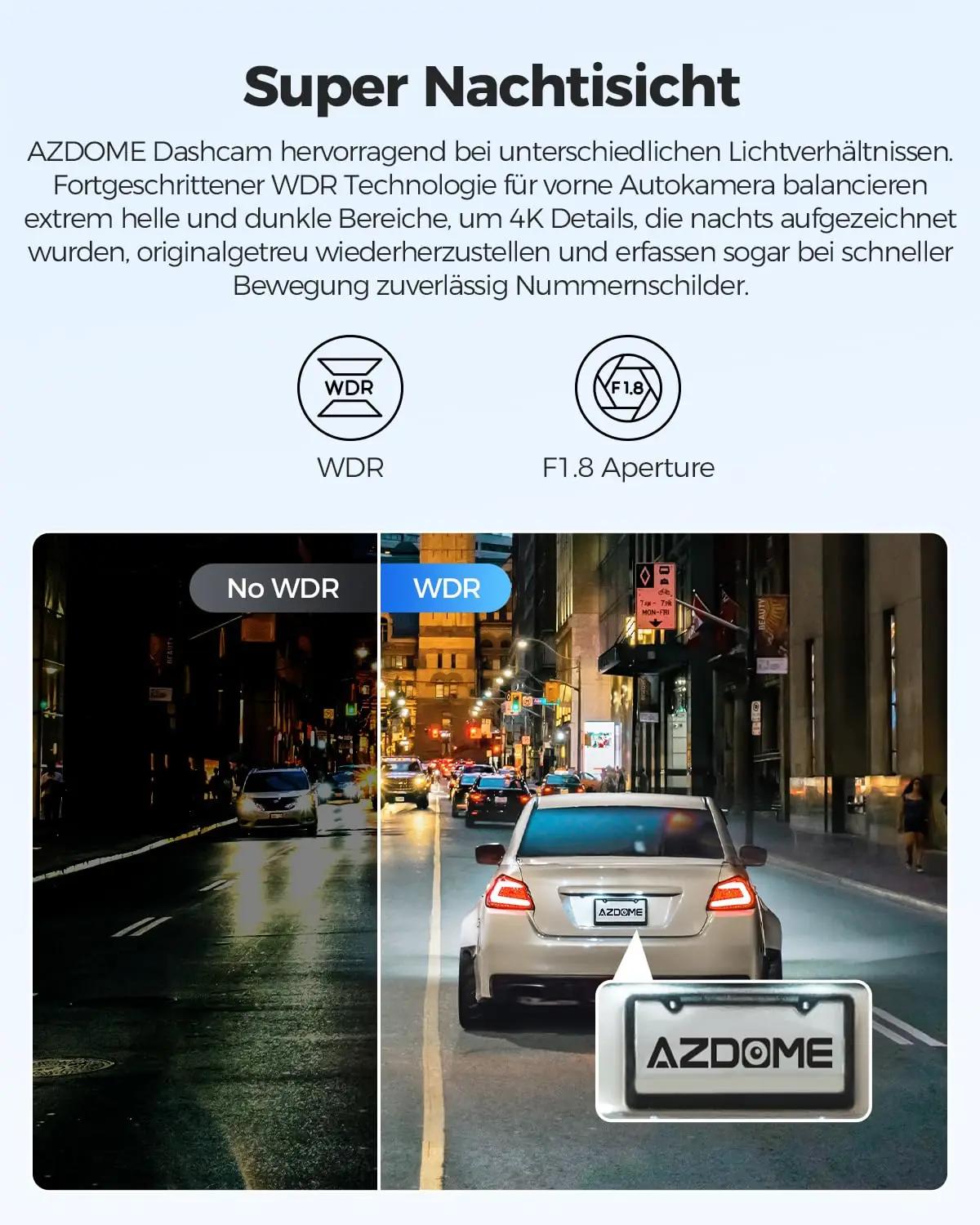 Azdome 4K auto salvesti – terav öö ja GPS-jälg – pakend ja tarvikud