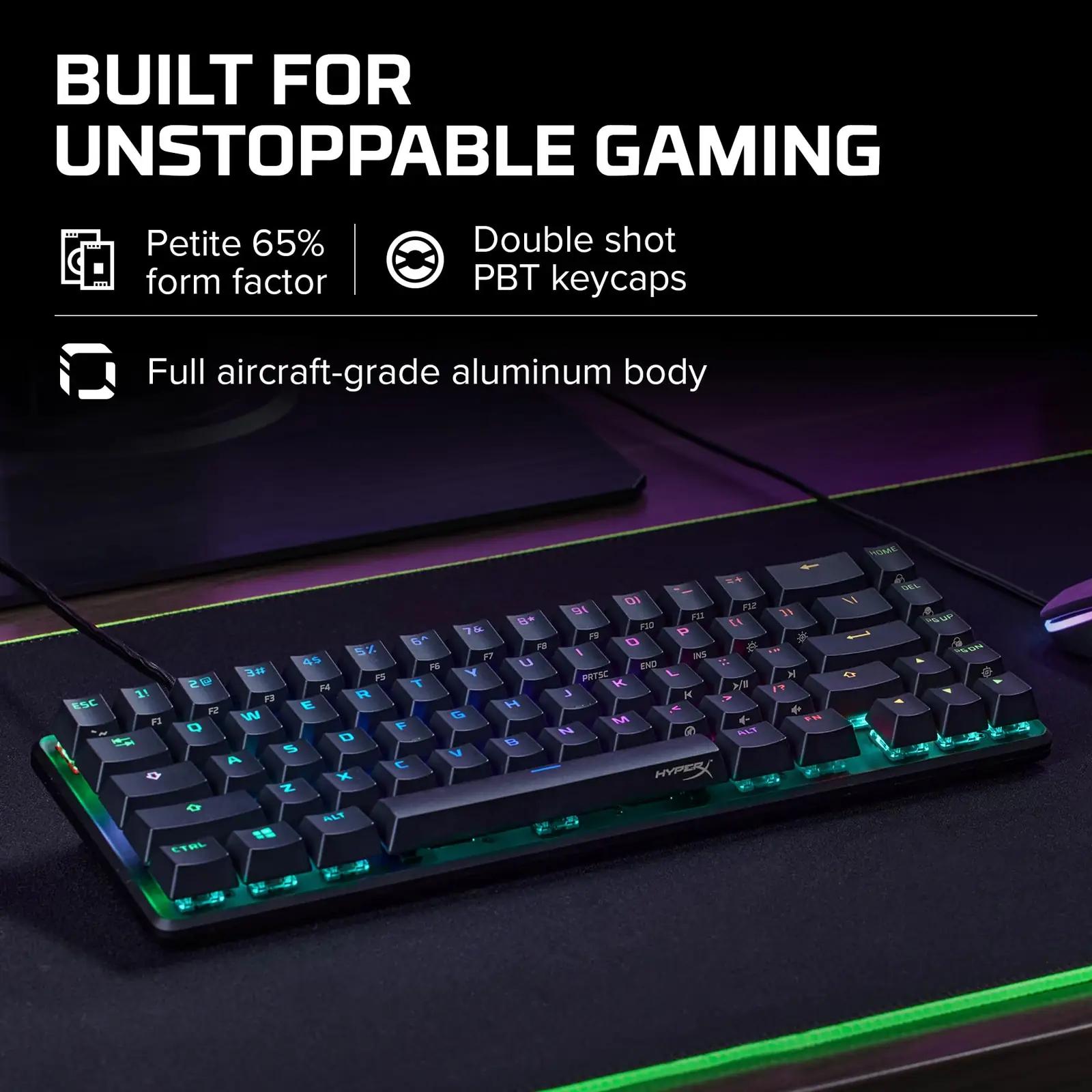 HyperX kerge alumiiniumist mänguklaviatuur – kompaktne 65% – lisavaade