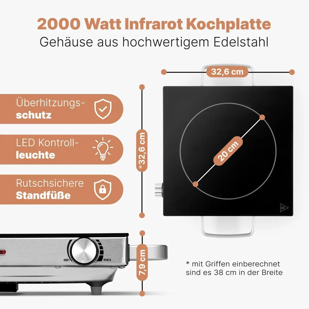 Profi Cook klaas-keramika üksikupliit — energiasäästlik 2000W – pilt 6