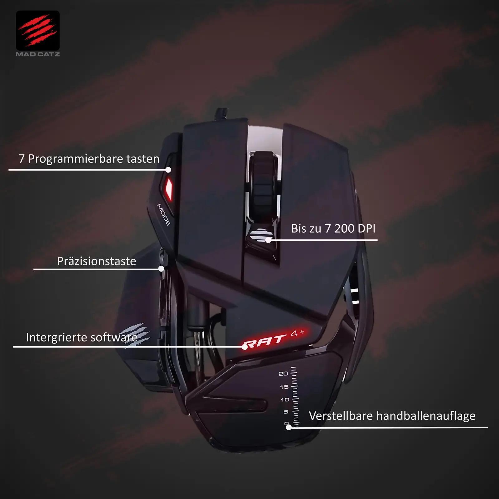 MAD CATZ mänguhiir R.A.T. 4+ — ergonoomiline ja kohandatav valik – detailne vaade