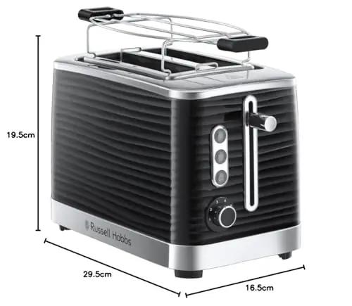 Russell Hobbs kõrgläikega kaksiktoaster — ideaalne hommikusöögiks – pakend ja tarvikud