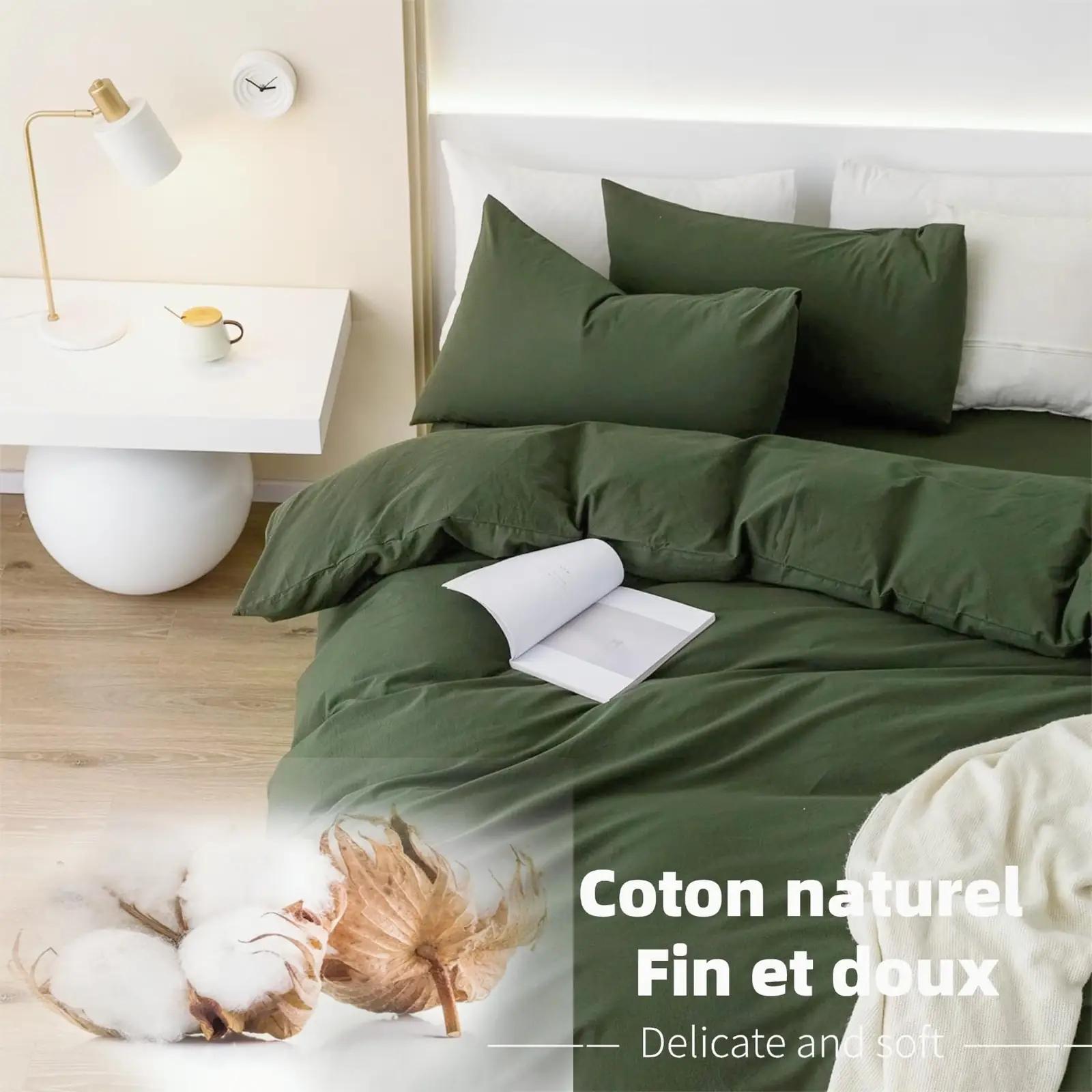 Gezu puuvillane voodipesukomplekt 140×200 cm – naturaalne oliv – detailne vaade