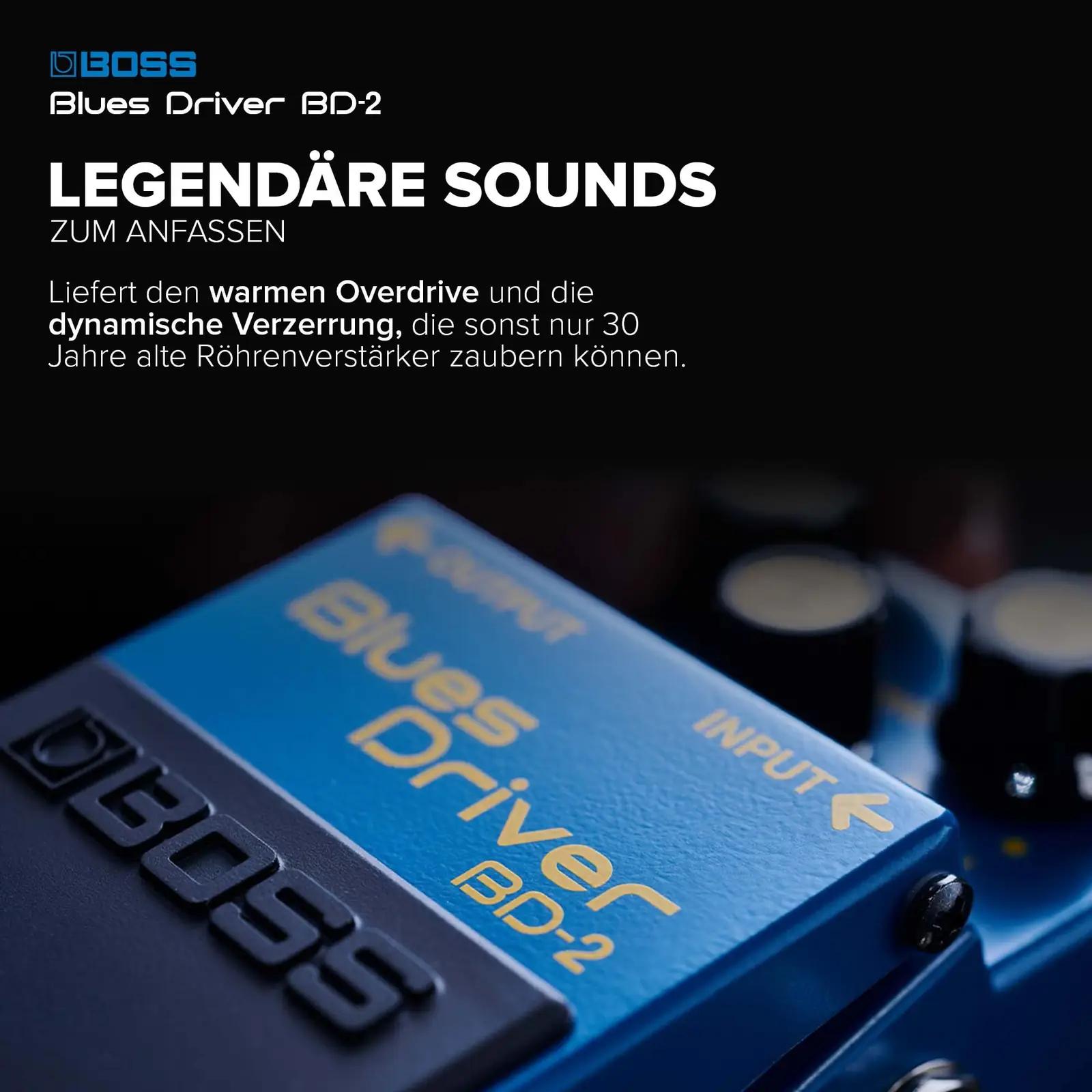 BOSS Blues Driver BD-2 — kompaktne overdrive soojaks – pakend ja tarvikud